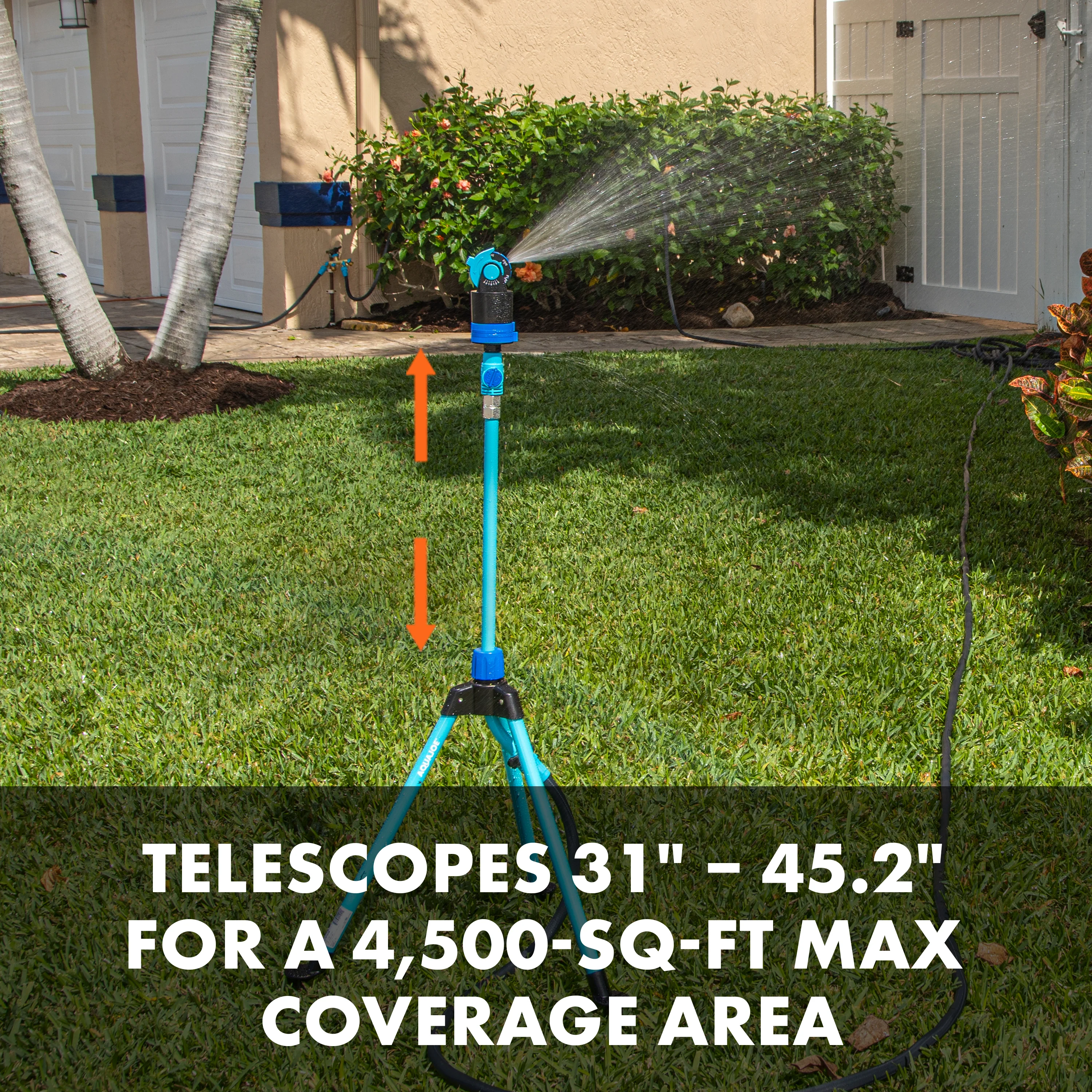 Aqua Joe AJ-6PSTB Indestructible Turbo Drive 360° Telescoping Tripod Lawn & Garden Sprinkler | 6 Spray Patterns | 4,500 Sq. Ft. Max Coverage - Image 8