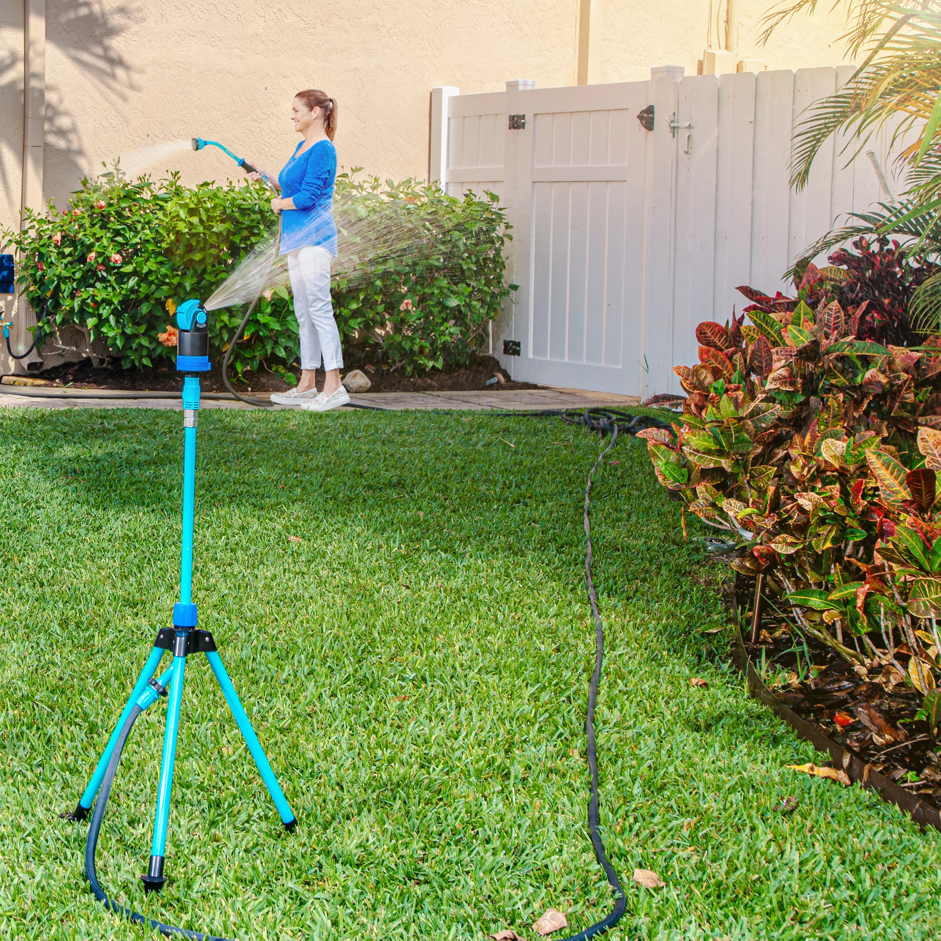 Aqua Joe AJ-6PSTB-MAX HD 360° Telescoping Sprinkler & Mister W/ Metal Tripod Base | 6 Patterns | 4,100 Sq. Ft. Coverage - Image 16