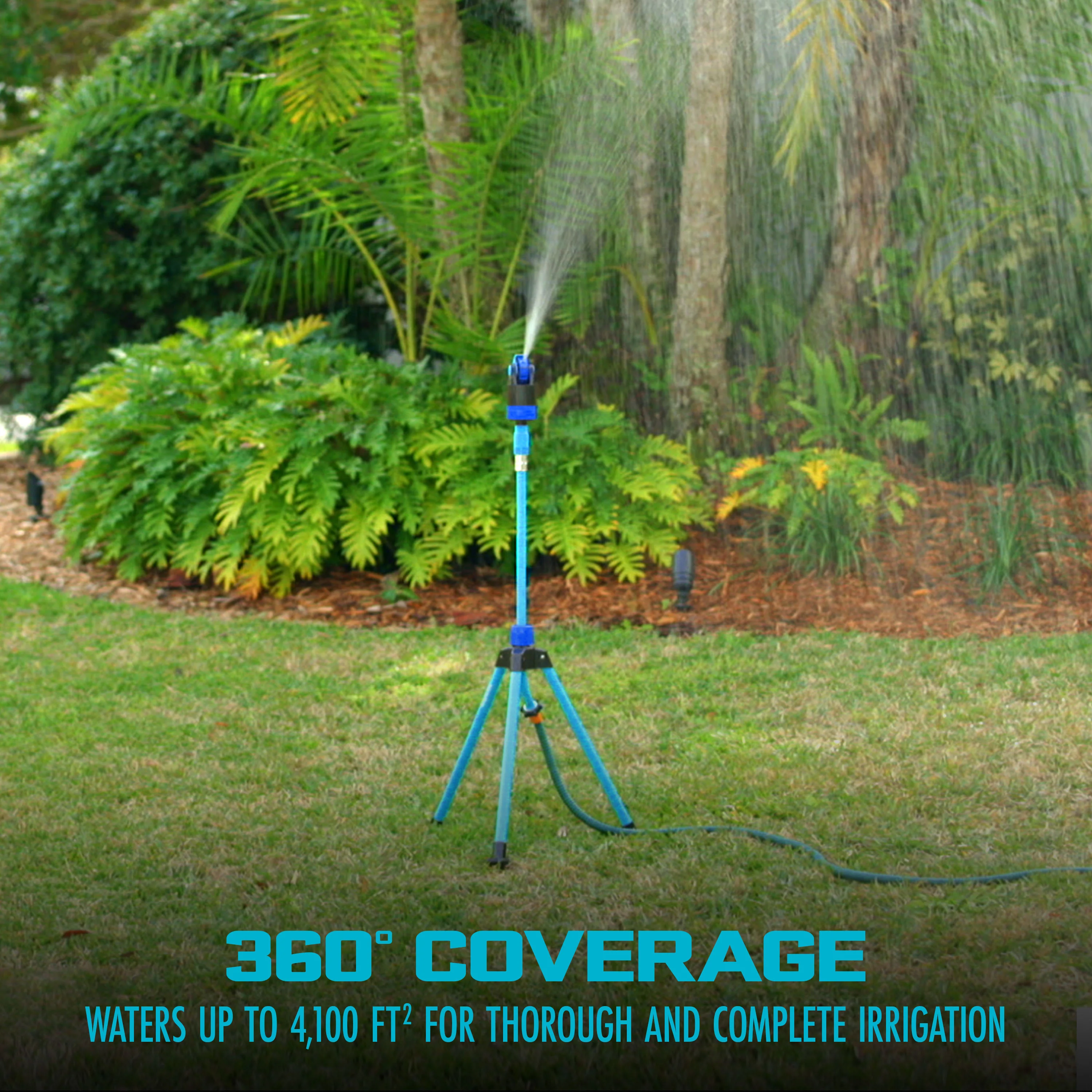 Aqua Joe AJ-6PSTB-MAX HD 360° Telescoping Sprinkler & Mister W/ Metal Tripod Base | 6 Patterns | 4,100 Sq. Ft. Coverage - Image 7