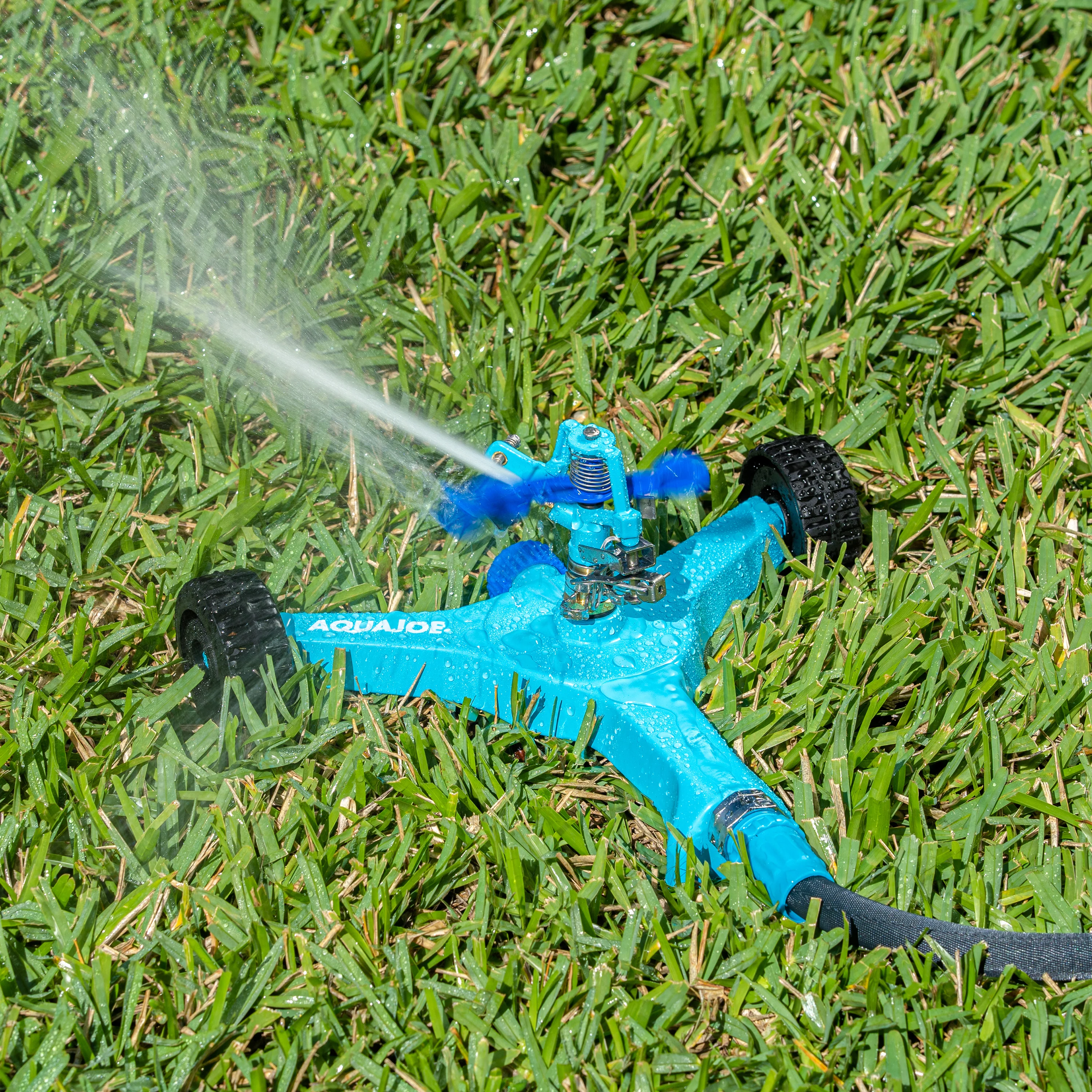 Aqua Joe Indestructible Zinc Impulse 360 Degree Sprinkler | Customizable Coverage | 10'' Wheel Base | 1390 sq ft Max Coverage - Image 4