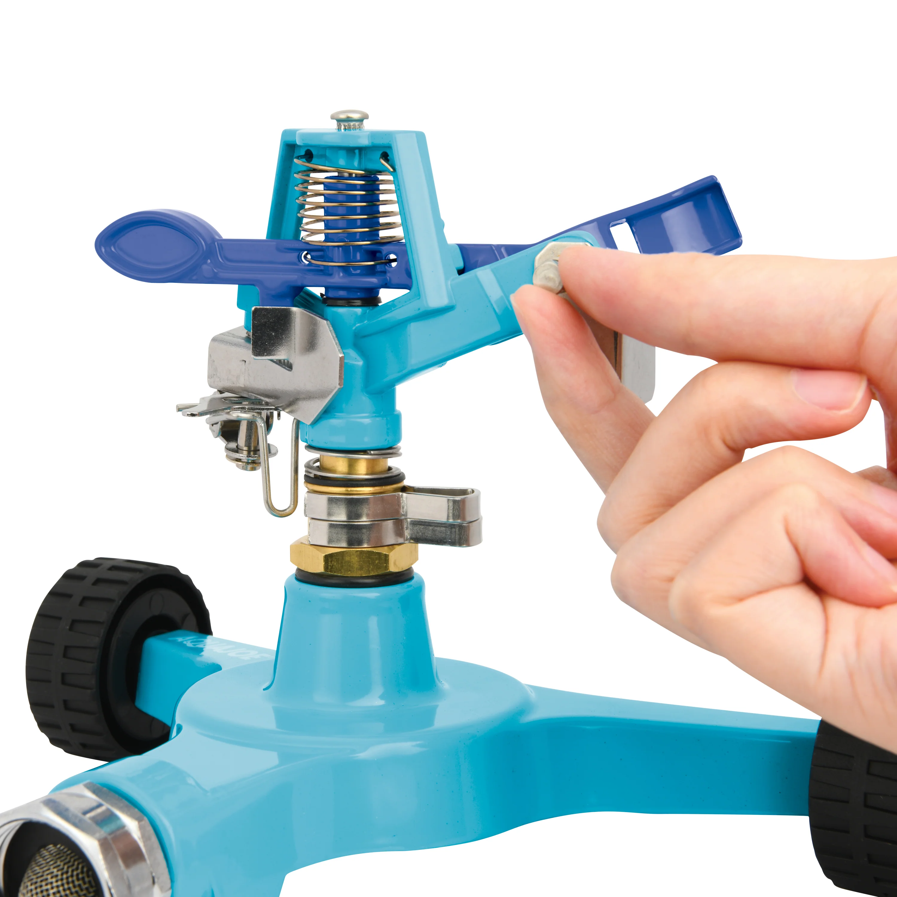 Aqua Joe Indestructible Zinc Impulse 360° Sprinkler | Customizable Coverage | 6'' Wheel Base | 1390 sq ft Max Coverage - Image 4