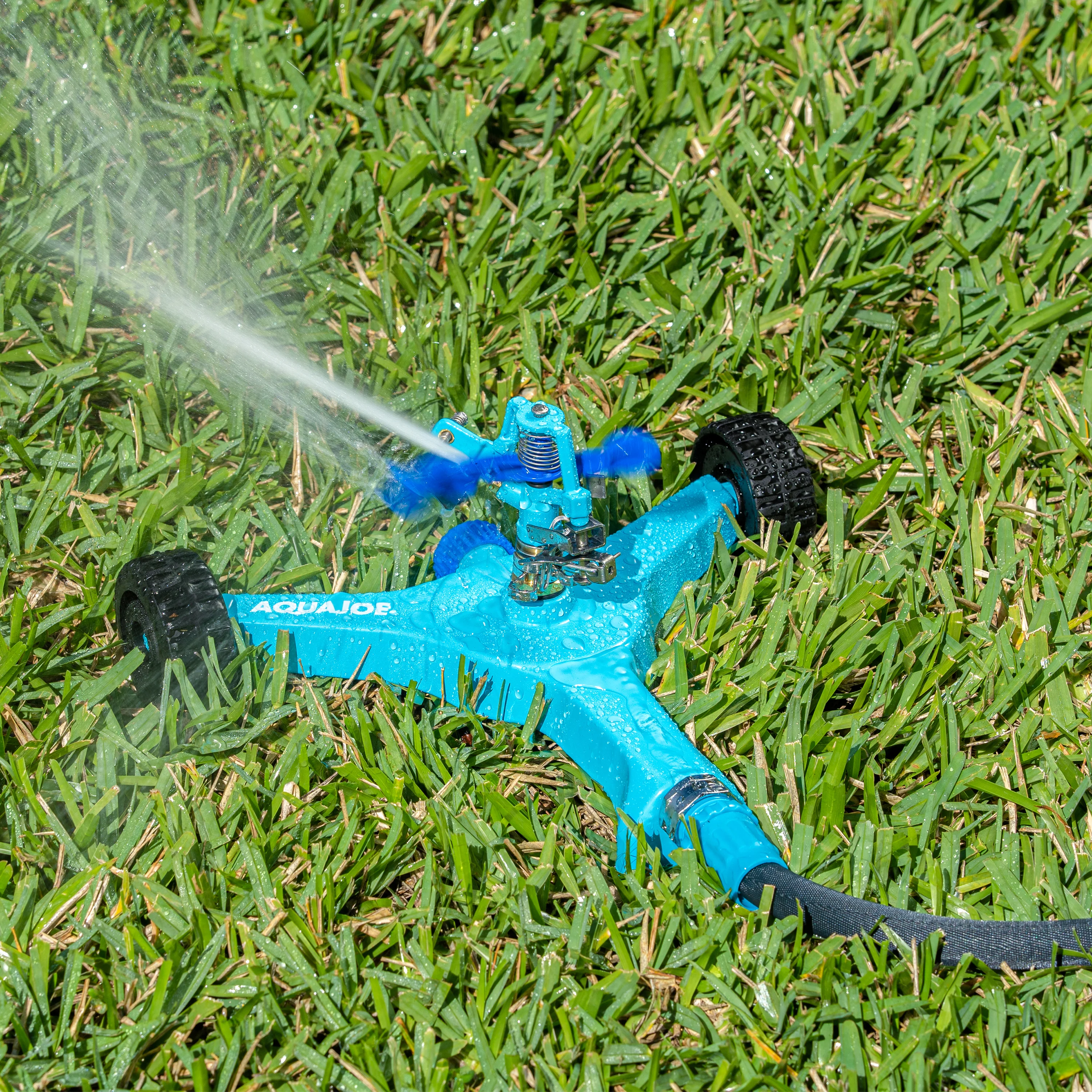 Aqua Joe Indestructible Zinc Impulse 360° Sprinkler | Customizable Coverage | 6'' Wheel Base | 1390 sq ft Max Coverage - Image 9