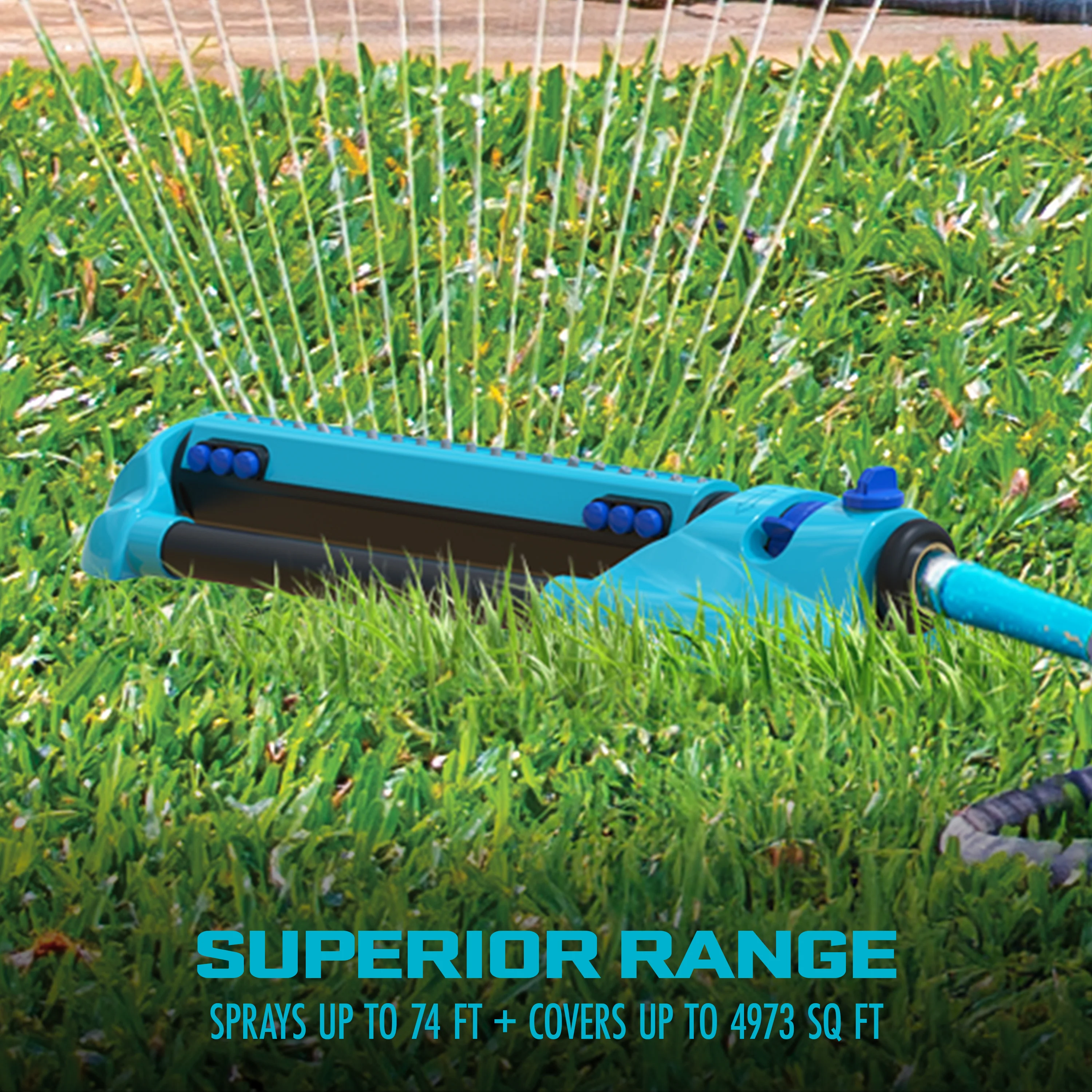 Aqua Joe AJ-OMS20-BRS Indestructible Metal Base Oscillating Sprinkler | Customizable Coverage | 4973 sq ft Max Coverage - Image 3