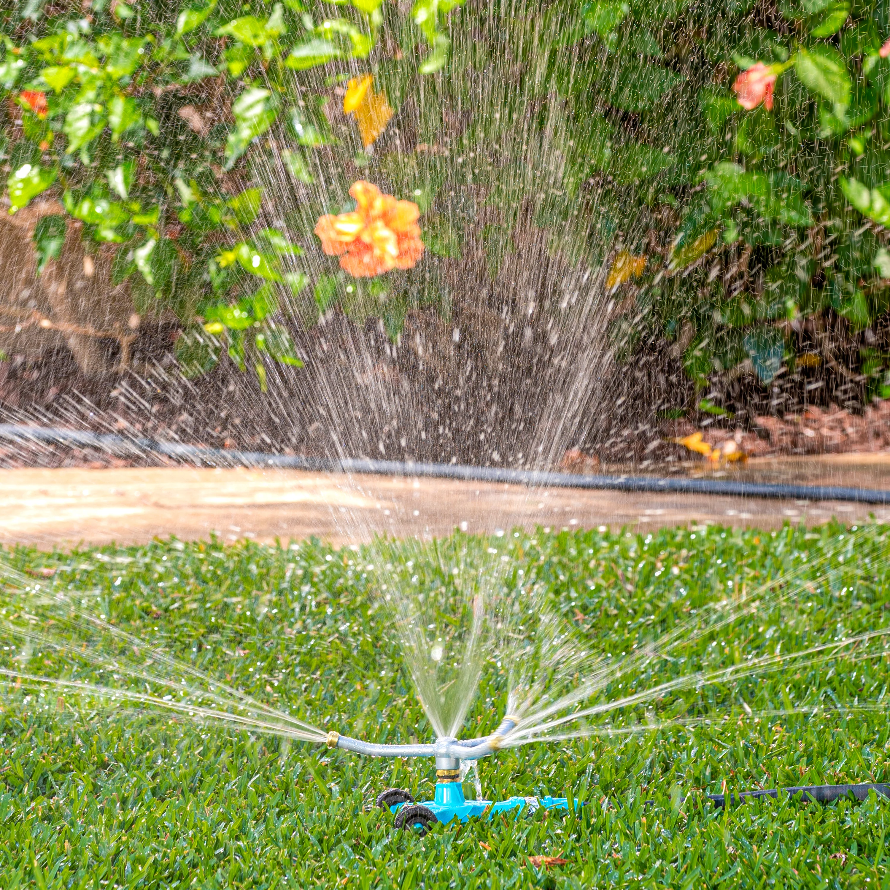 Aqua Joe AJ-TRSWB Indestructible 3-Arm Zinc Rotary 360° Sprinkler | Wheeled Base | 1,390 Sq. Ft. Max Coverage - Image 5