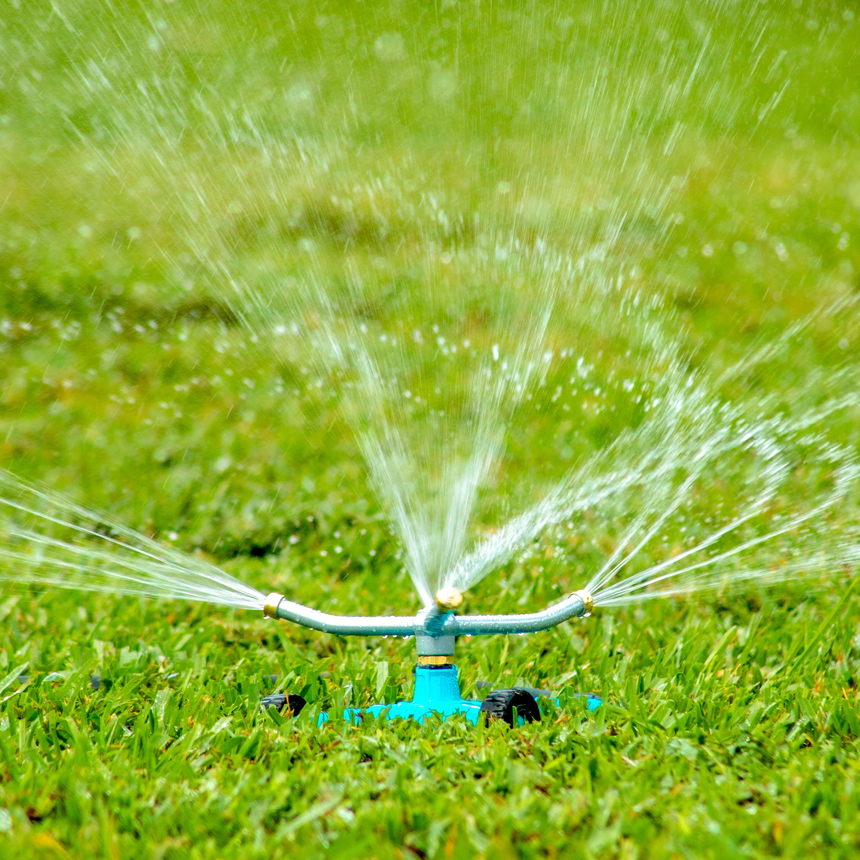 Aqua Joe AJ-TRSWB Indestructible 3-Arm Zinc Rotary 360° Sprinkler | Wheeled Base | 1,390 Sq. Ft. Max Coverage - Image 6