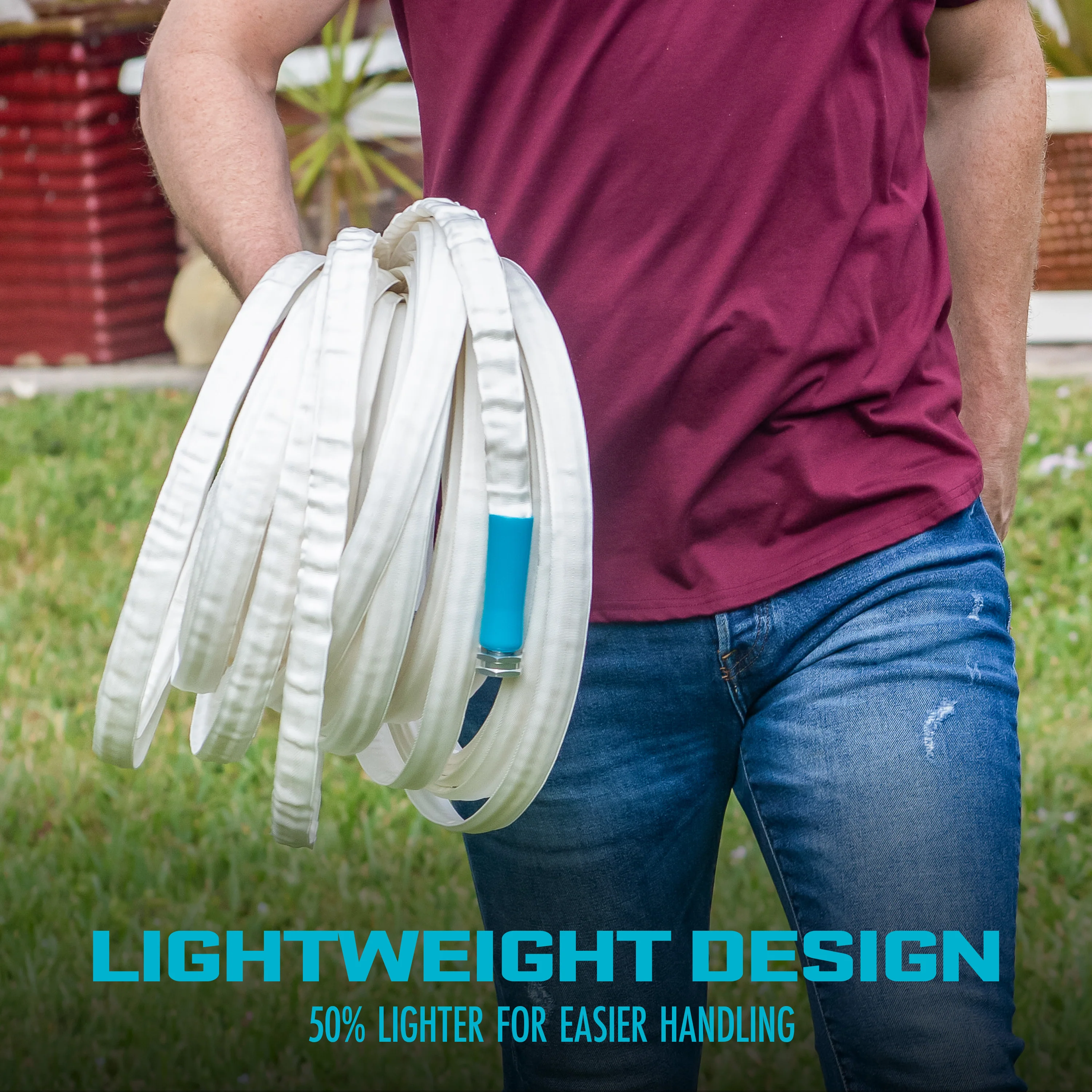 Aqua Joe Superlight Marine-Grade All-Purpose FiberJacket® RV Hose | 50-Foot | 5/8-Inch Diameter | Kink Resistant - Image 3