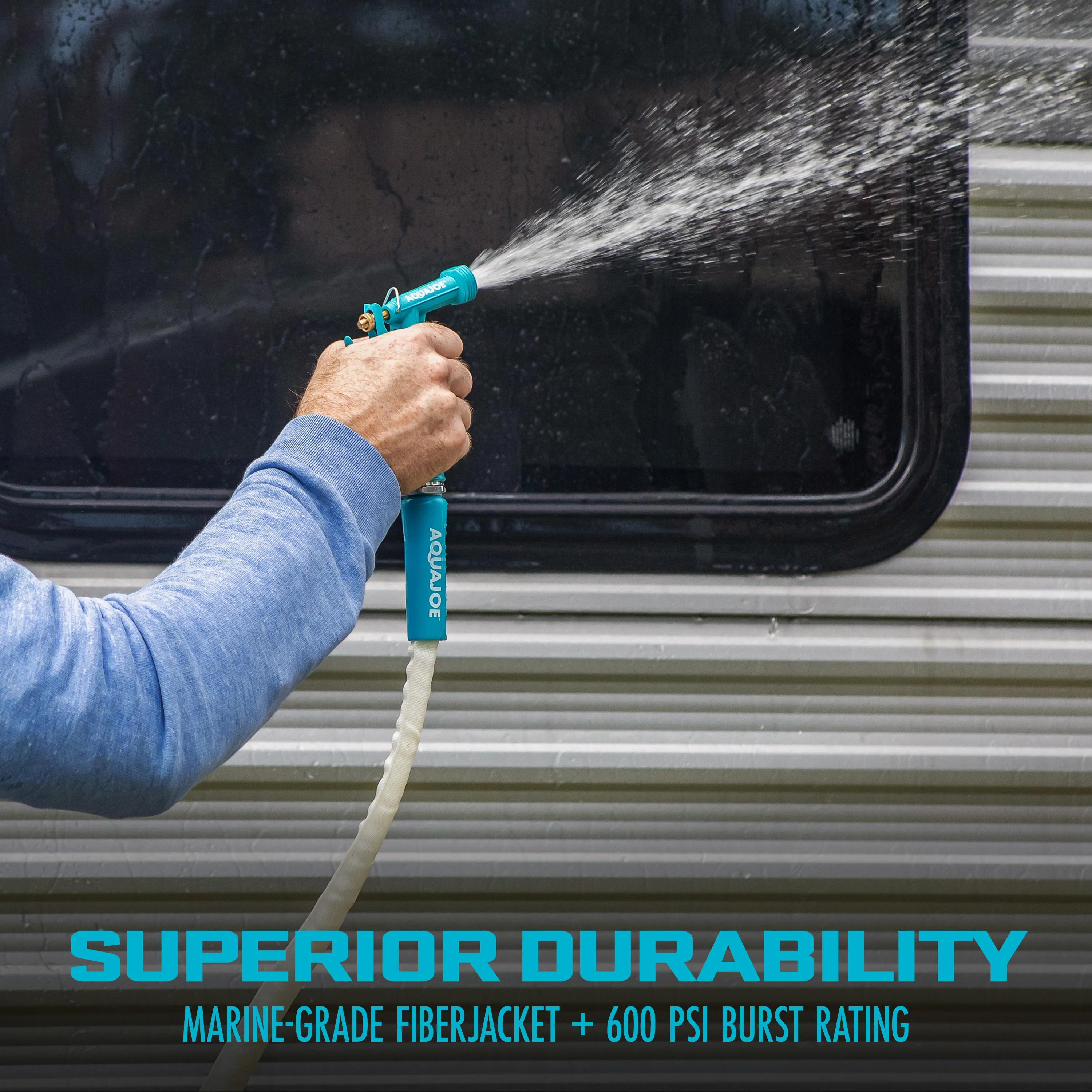 Aqua Joe Superlight Marine-Grade All-Purpose FiberJacket® RV Hose | 50-Foot | 5/8-Inch Diameter | Kink Resistant - Image 4