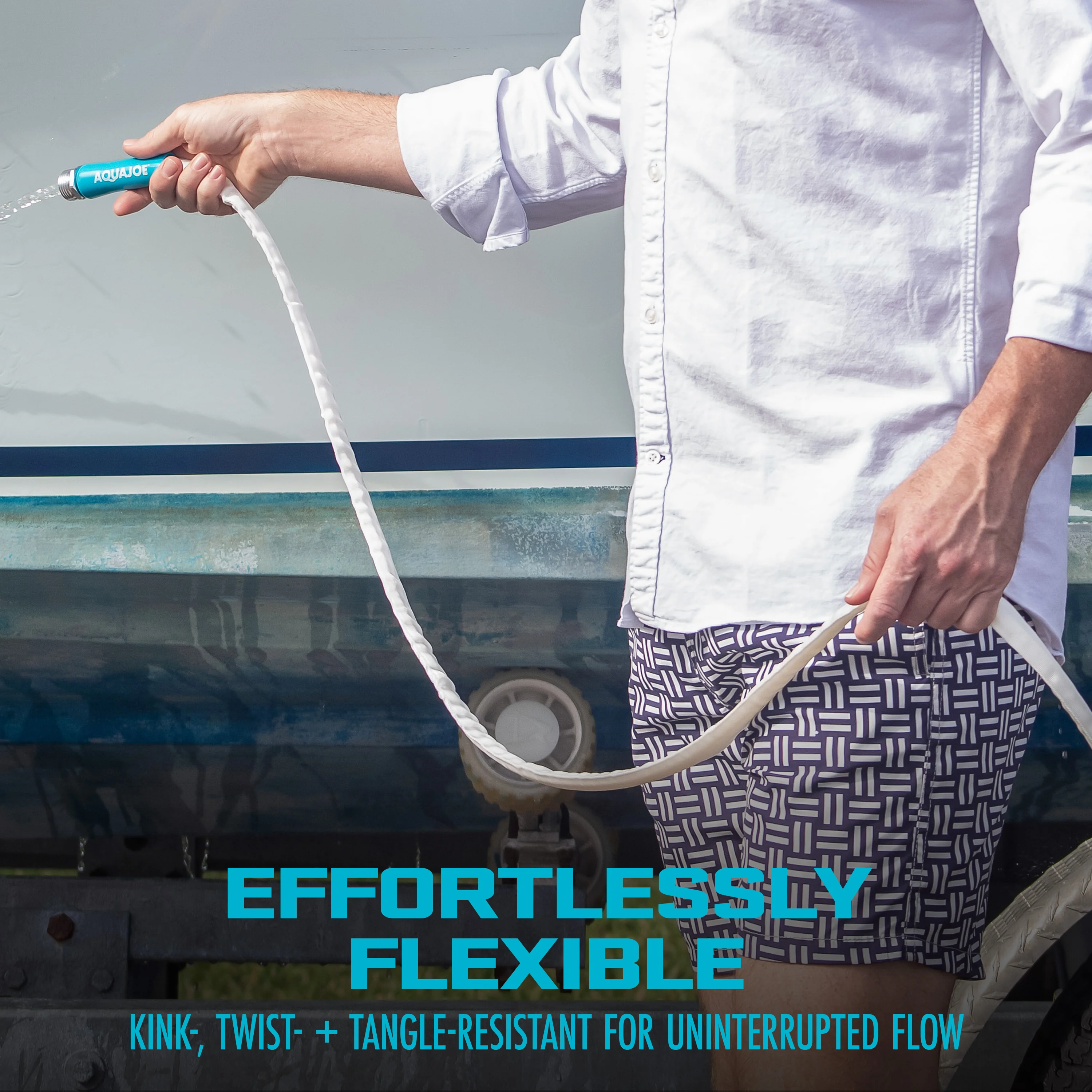 Aqua Joe Superlight Marine-Grade All-Purpose FiberJacket® RV Hose | 50-Foot | 5/8-Inch Diameter | Kink Resistant - Image 5