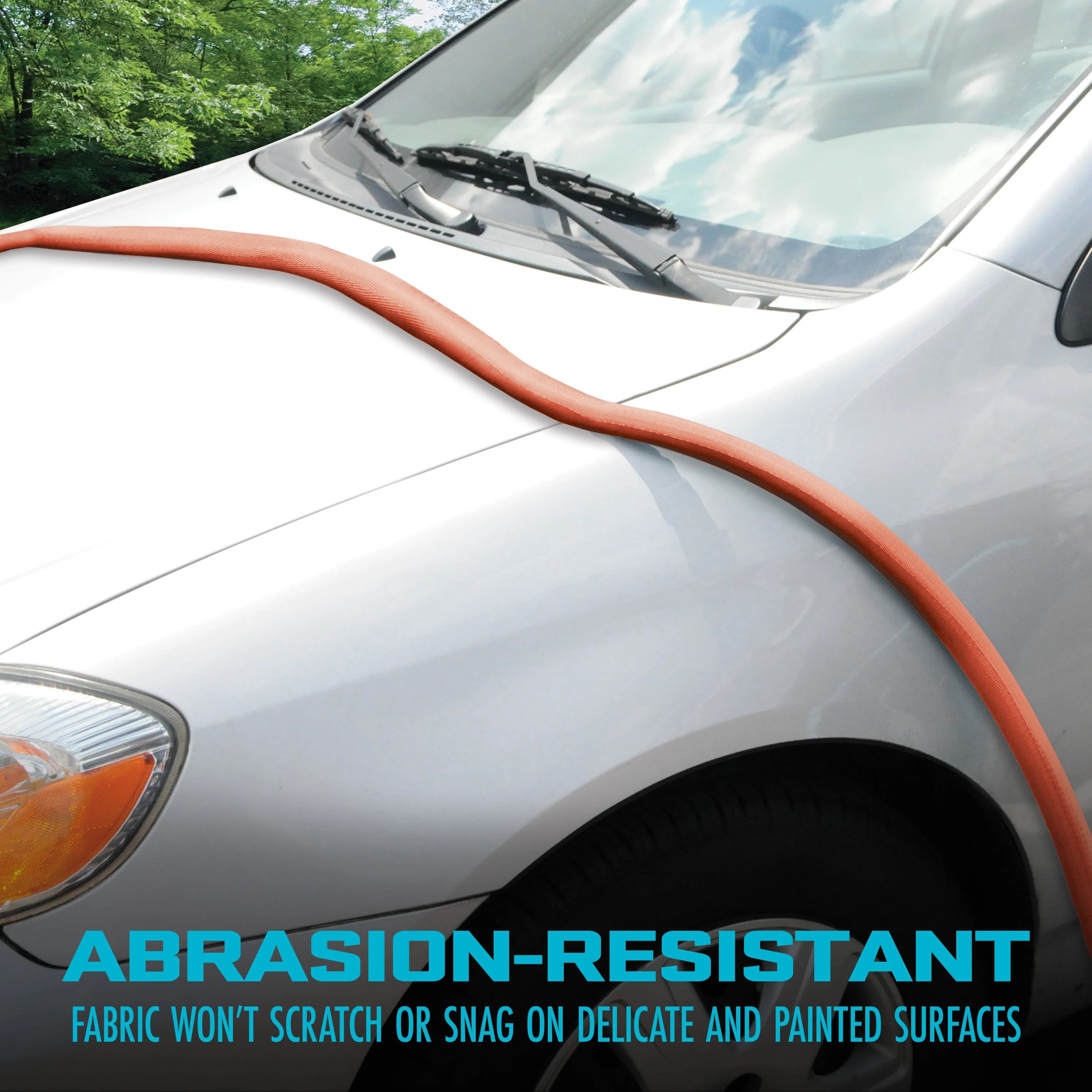 Aqua Joe Non-Expanding Kink-Resistant Contractor Grade FiberJacket Garden Hose | 75-Ft | 3/4-in | 650-PSI BURST (Orange) - Image 3