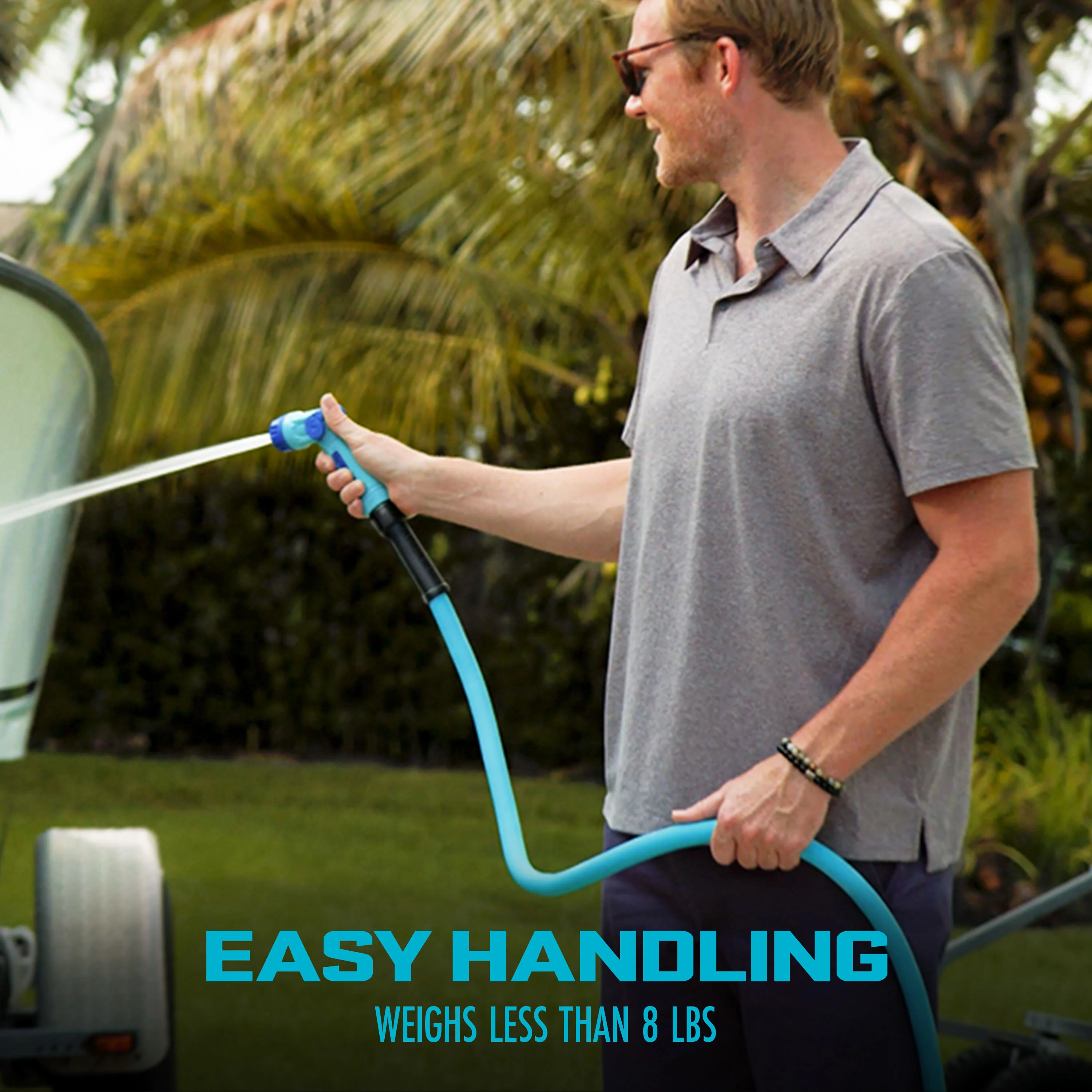 Aqua Joe HybridFLEX Professional-Grade Hybrid Polymer Garden Hose | 50-Ft | 5/8-inch | W/ Dual Swivel Grenade Grips | 500-PSI Burst - Image 4