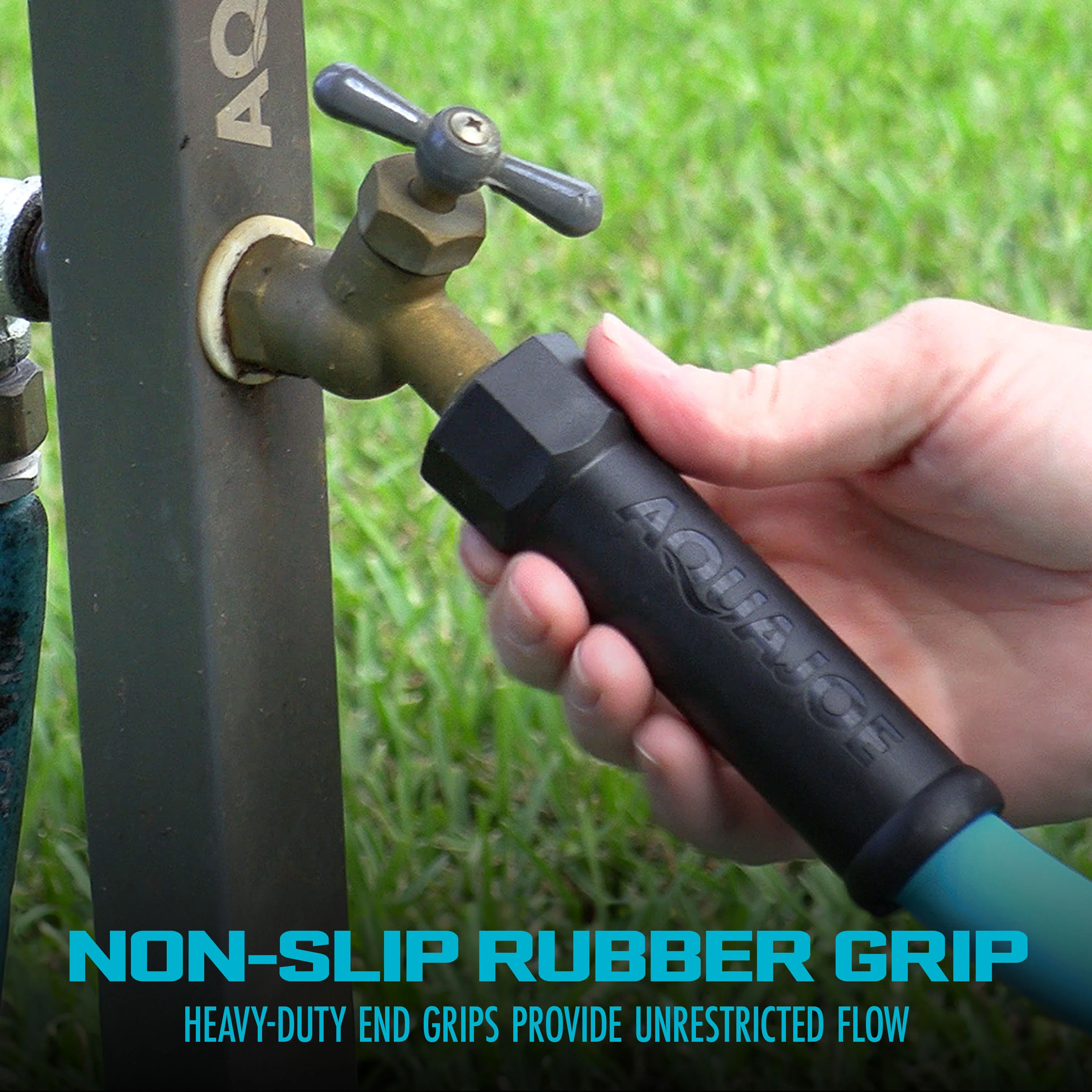 Aqua Joe HybridFLEX Professional-Grade Hybrid Polymer Garden Hose | 50-Ft | 5/8-inch | W/ Dual Swivel Grenade Grips | 500-PSI Burst - Image 5