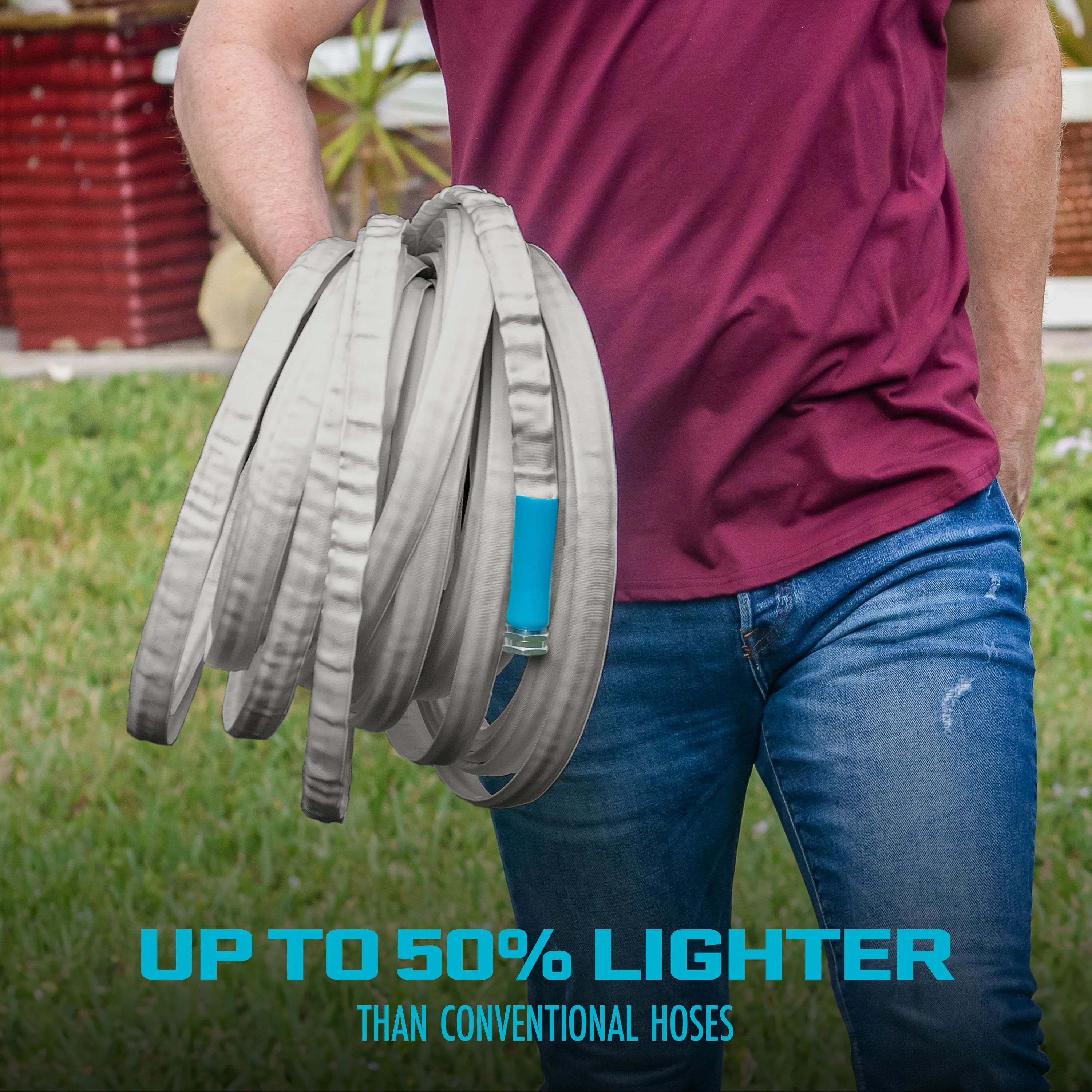 Aqua Joe Xtreme Fiberjacket Garden Hose | 50-Foot | 2-Pack | Metal Fittings - Image 5