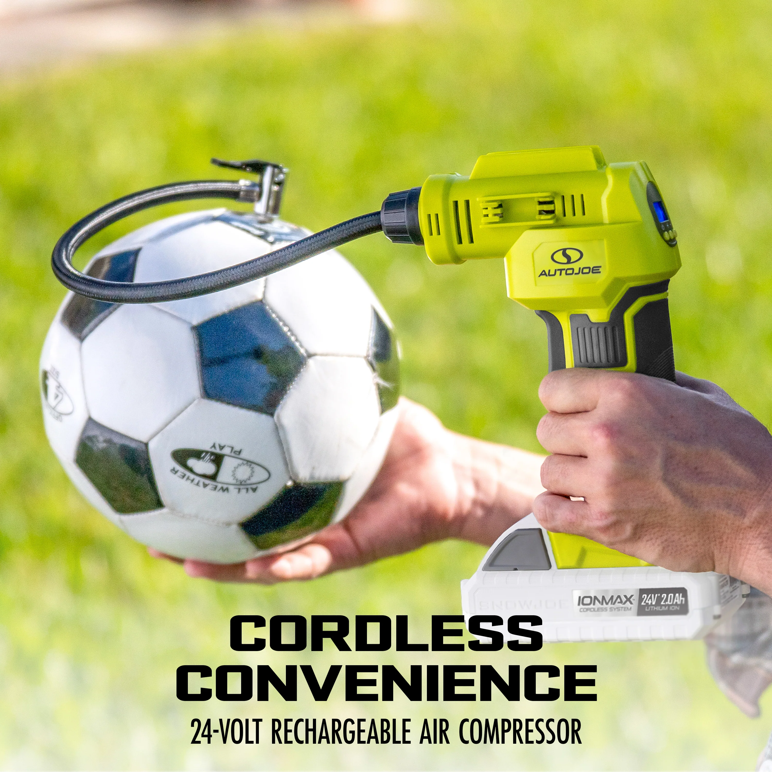 Auto Joe 24-Volt IONMAX Cordless Portable Air Compressor Bundle Kit | W/ 2.0-Ah Battery, Charger, and Car Adapter - Image 5