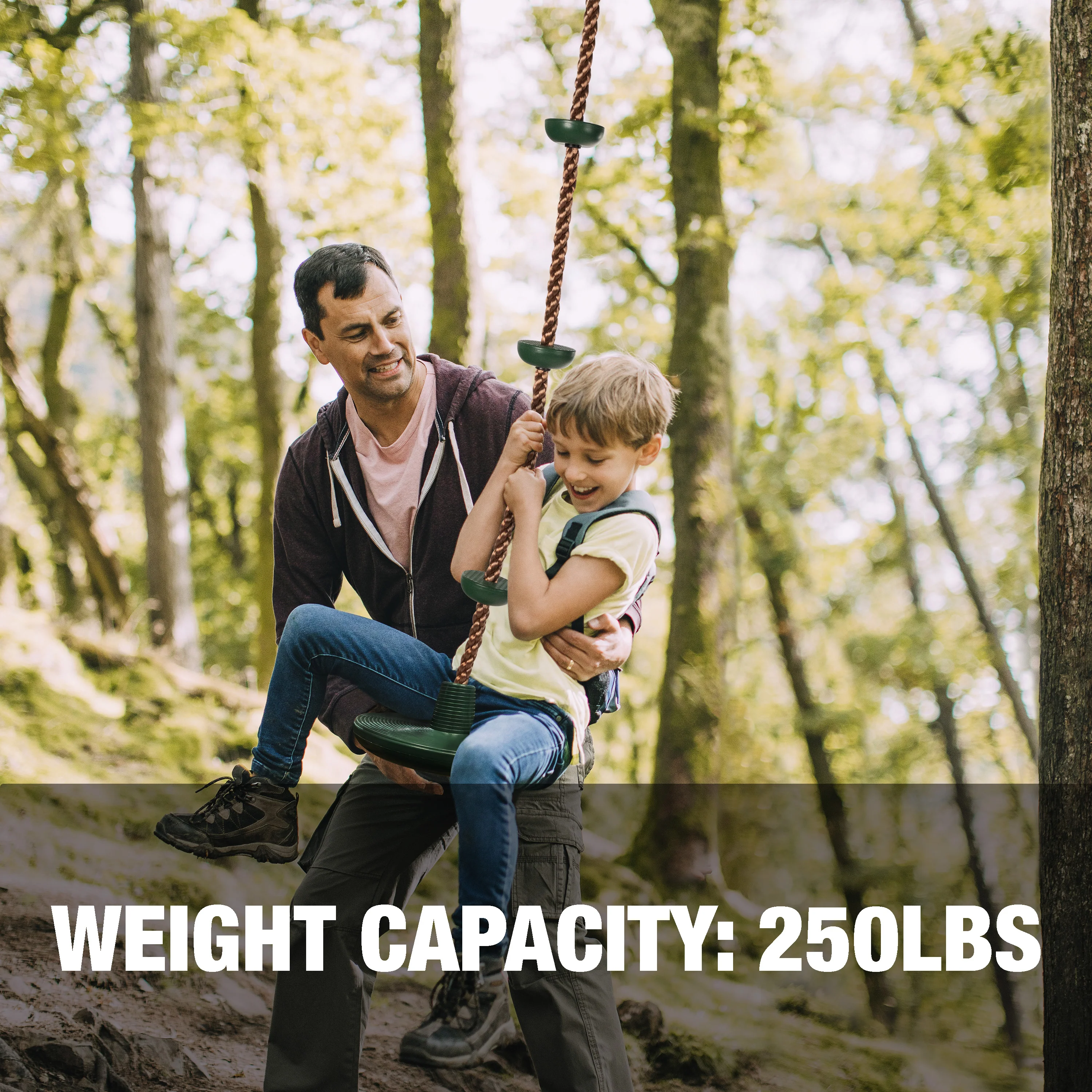 Bliss Outdoors BH-318S Rope Climber Swing W/ Carabiner & Tree Strap | 6.5-Foot Rope | 250 Lb. Capacity - Image 4