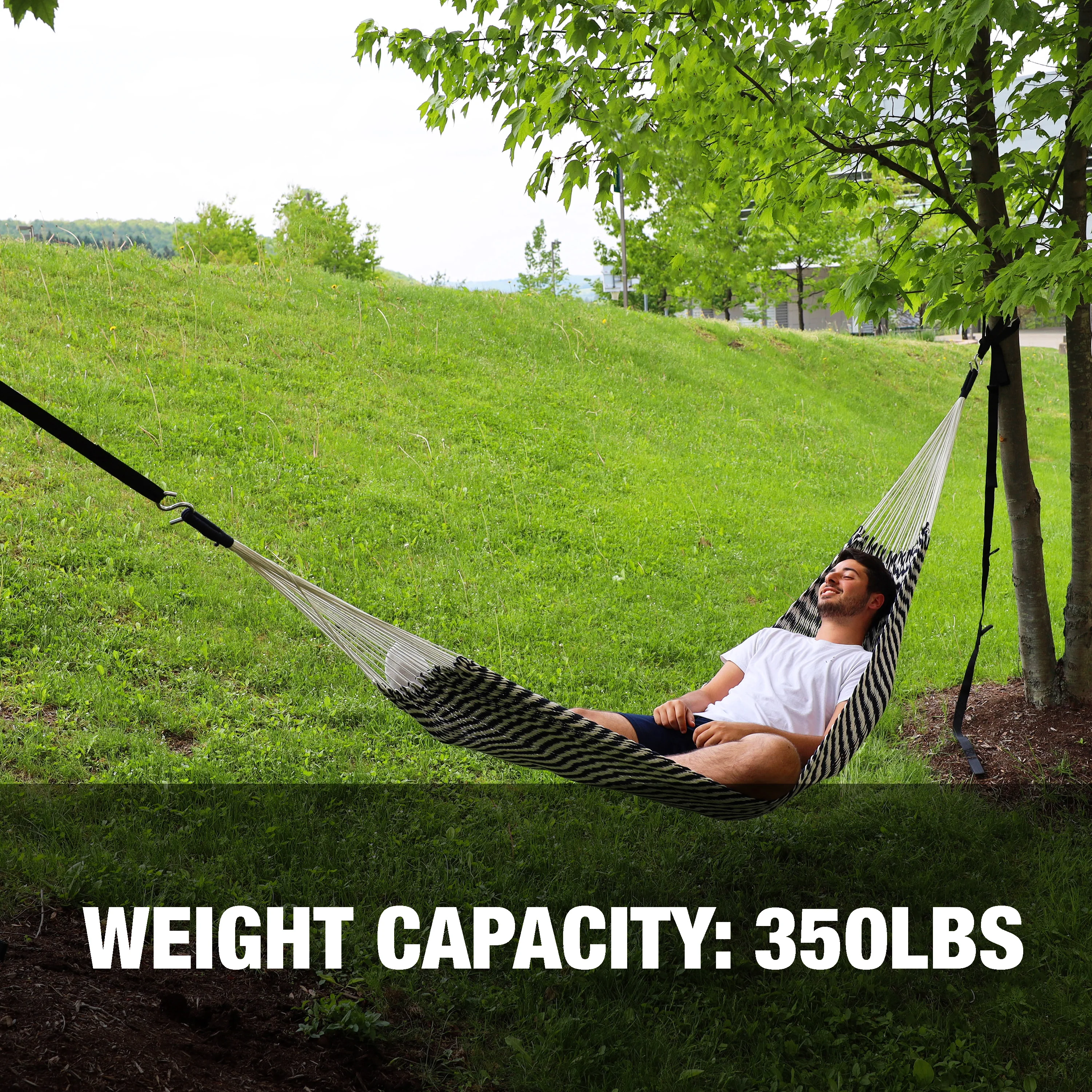 Bliss Hammocks BH-402RP-BL Brazilian Style Rope Hammock W/ Hanging Hardware | 34-in. Wide | 350 Lb. Capacity - Image 4