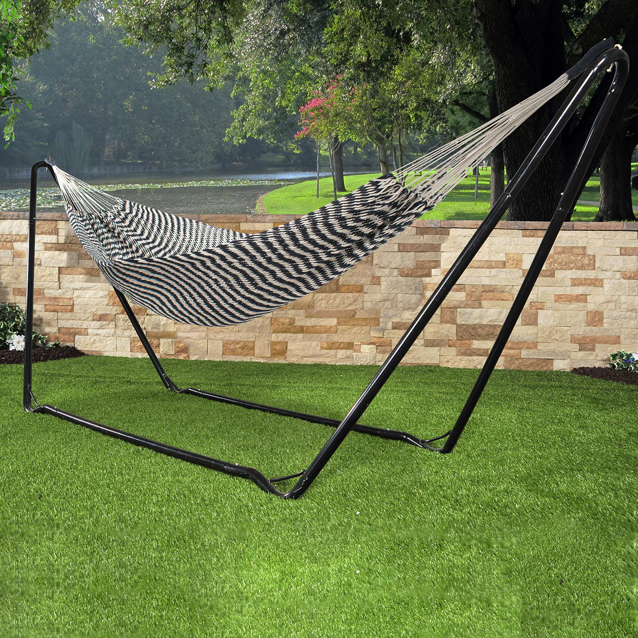 Bliss Hammocks BH-402RP-BL Brazilian Style Rope Hammock W/ Hanging Hardware | 34-in. Wide | 350 Lb. Capacity - Image 6