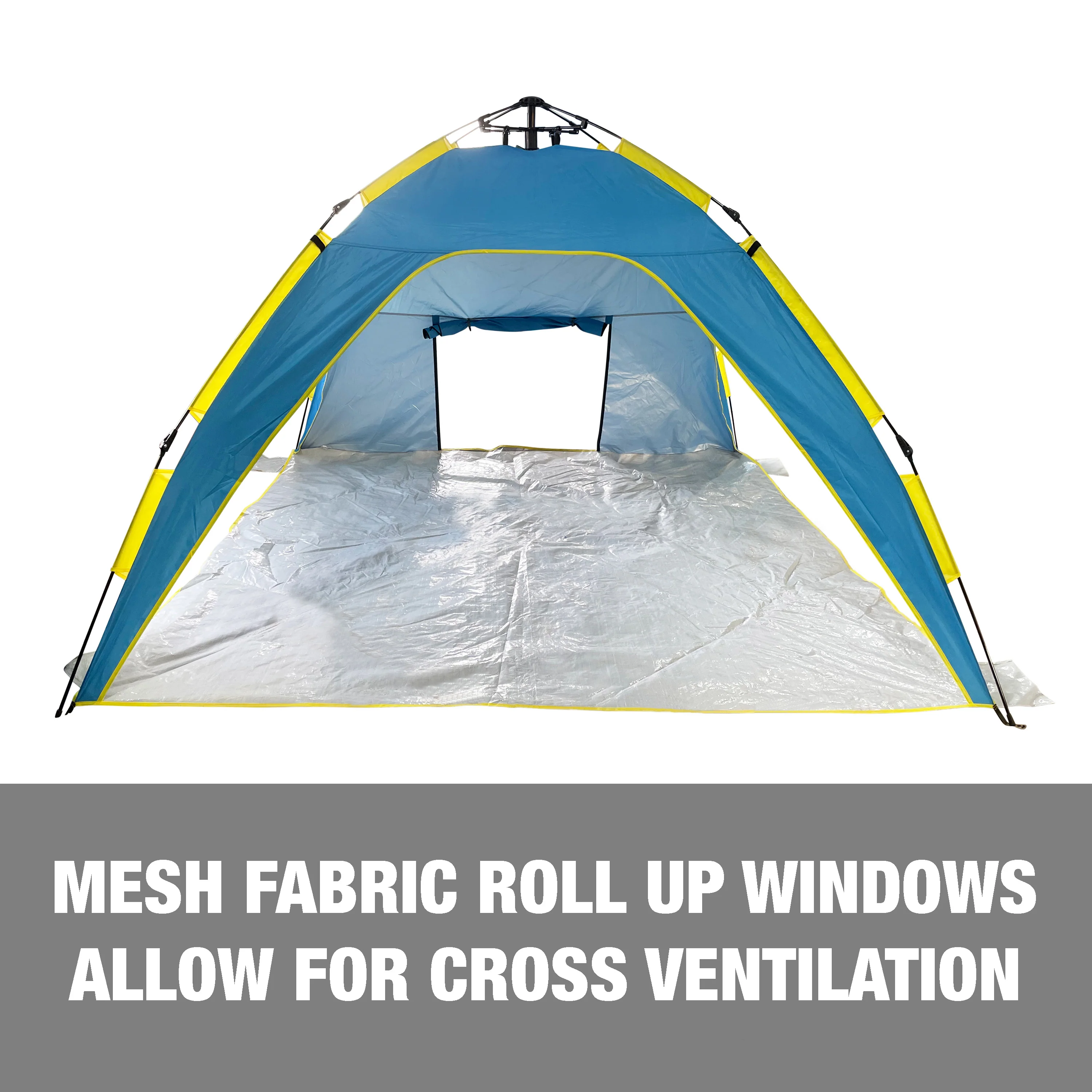 Bliss Hammocks BHT-A39-BY Pop-Up Beach Tent W/ Carry Bag | Sun Protectant & Wind Resistant, Durable, Breathable Mesh Walls | Collapsible Design (Blue & Yellow) - Image 11