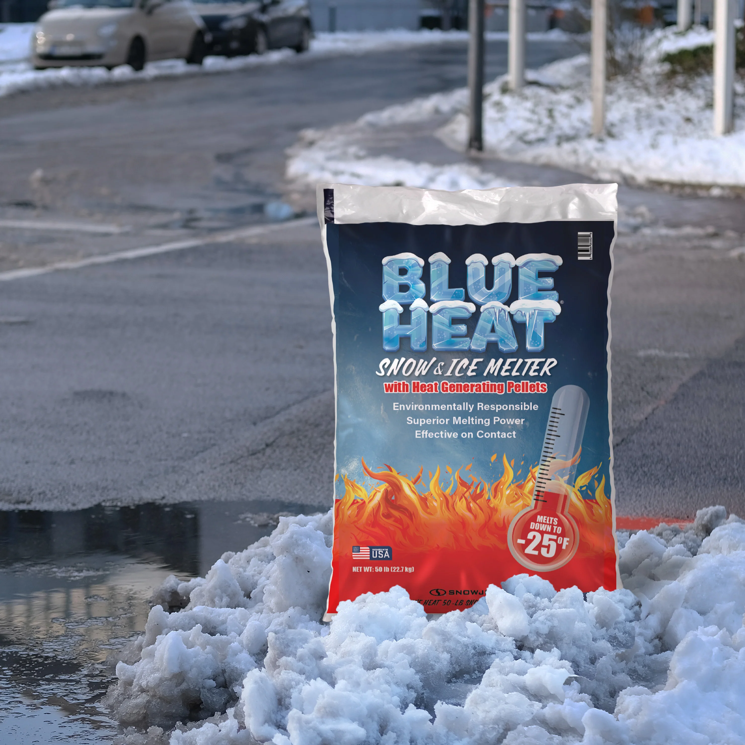 Blue Heat BH50 Calcium Blend Ice and Snow Melt + Deicer W/ Heat Generating Pellets | 50 Lb. Bag | Works to -25°F - Image 8