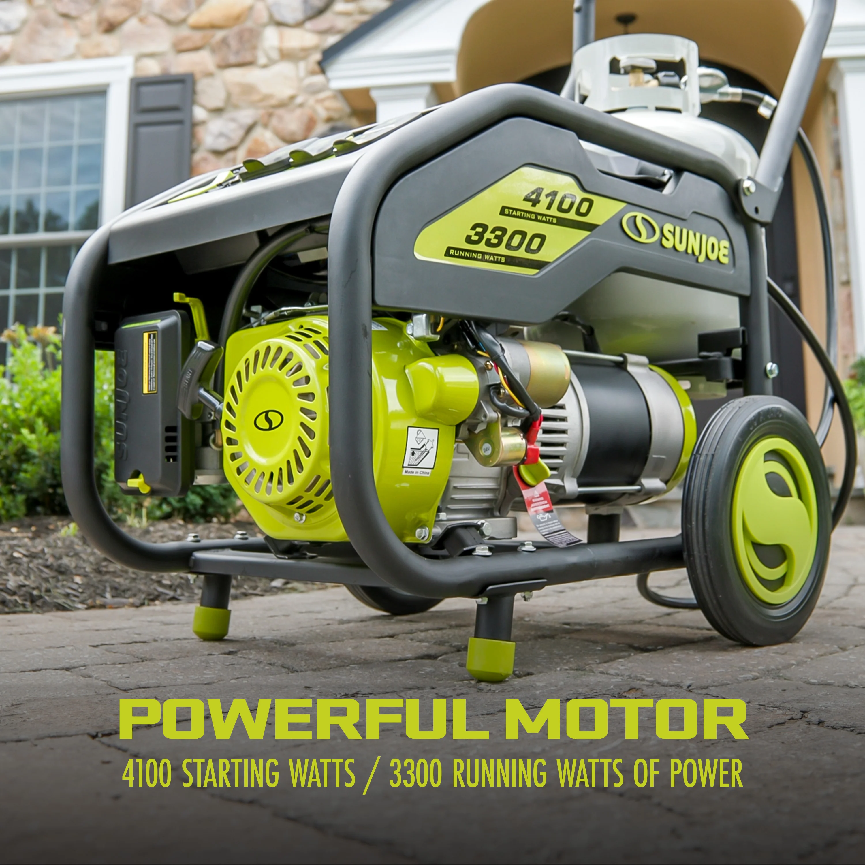 Sun Joe SJG4100LP Portable Propane Generator | Push-Button Electric + Recoil Start | Power Cooling System | 4100 Starting Watt | 3300 Running Watt | W/ 24V 2.0-Ah Battery and Charger - Image 4