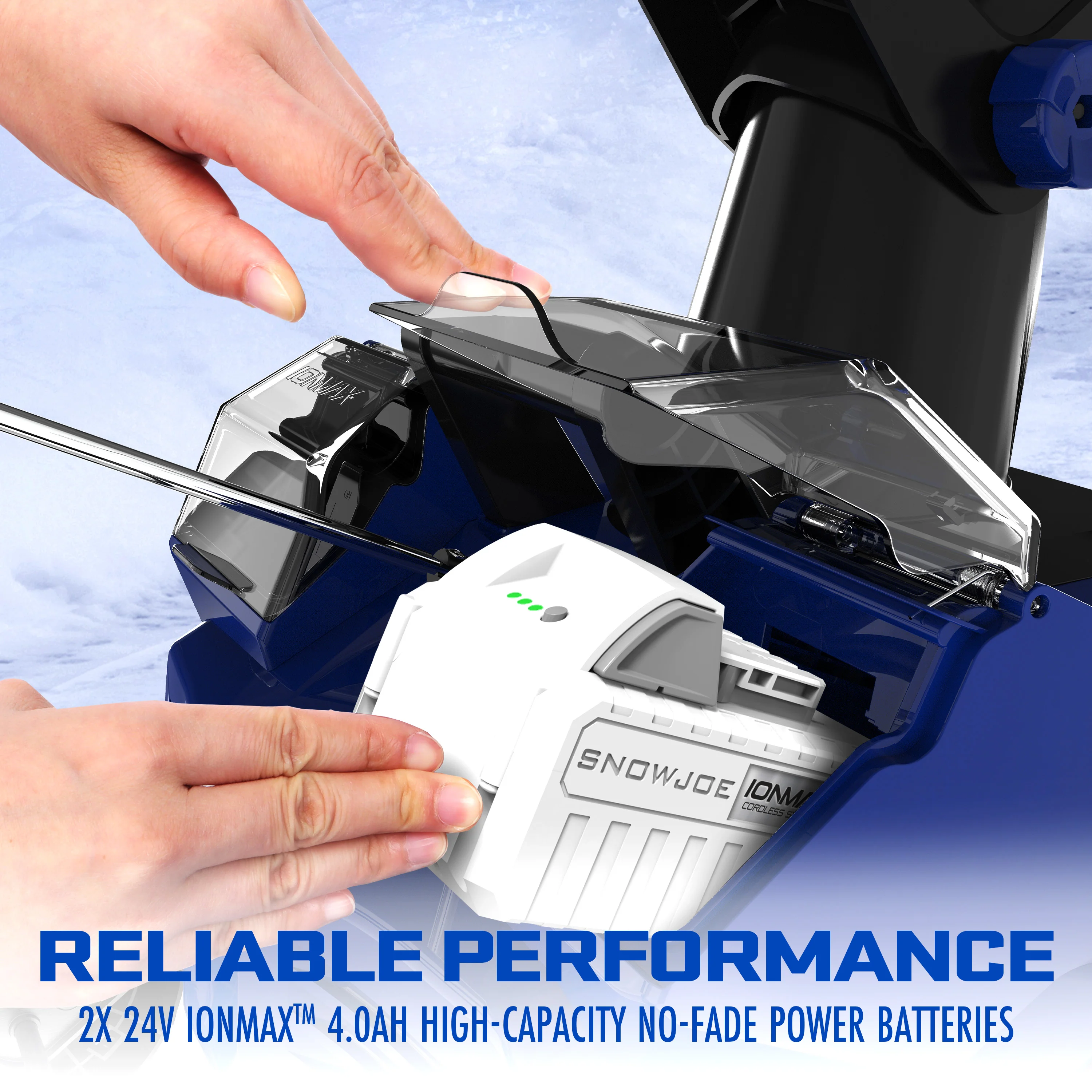 Snow Joe 48-Volt* IONMAX Snow Blower Bundle | W/ 2 x 4.0-Ah Batteries, Dual Port Charger, Cover, Ice Scraper, and Extended Warranty - Image 10