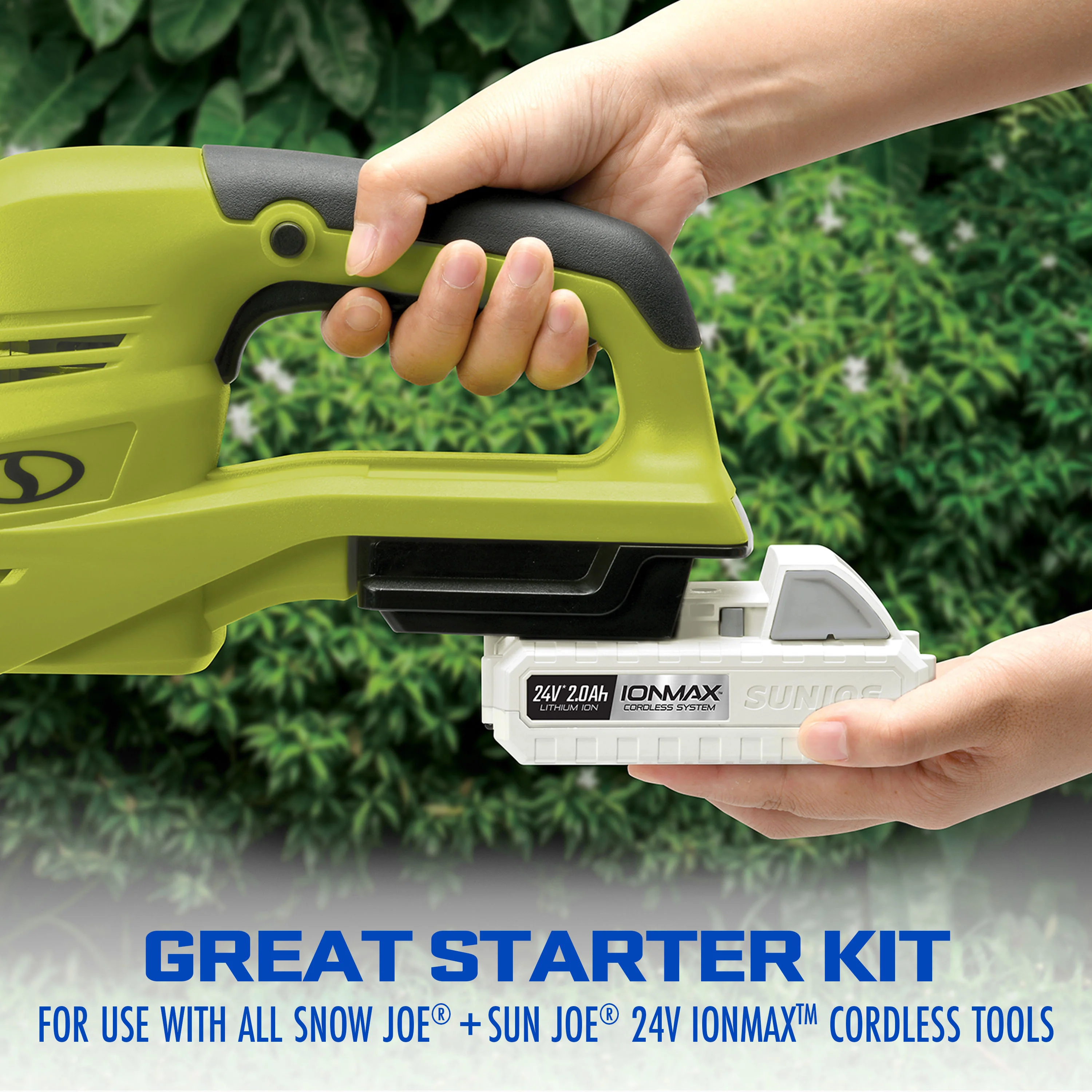 Snow Joe + Sun Joe CERTIFIED AUTHENTIC 24-Volt* IONMAX Starter Kit | W/ 2.0-Ah Battery + Quick Charger - Image 3