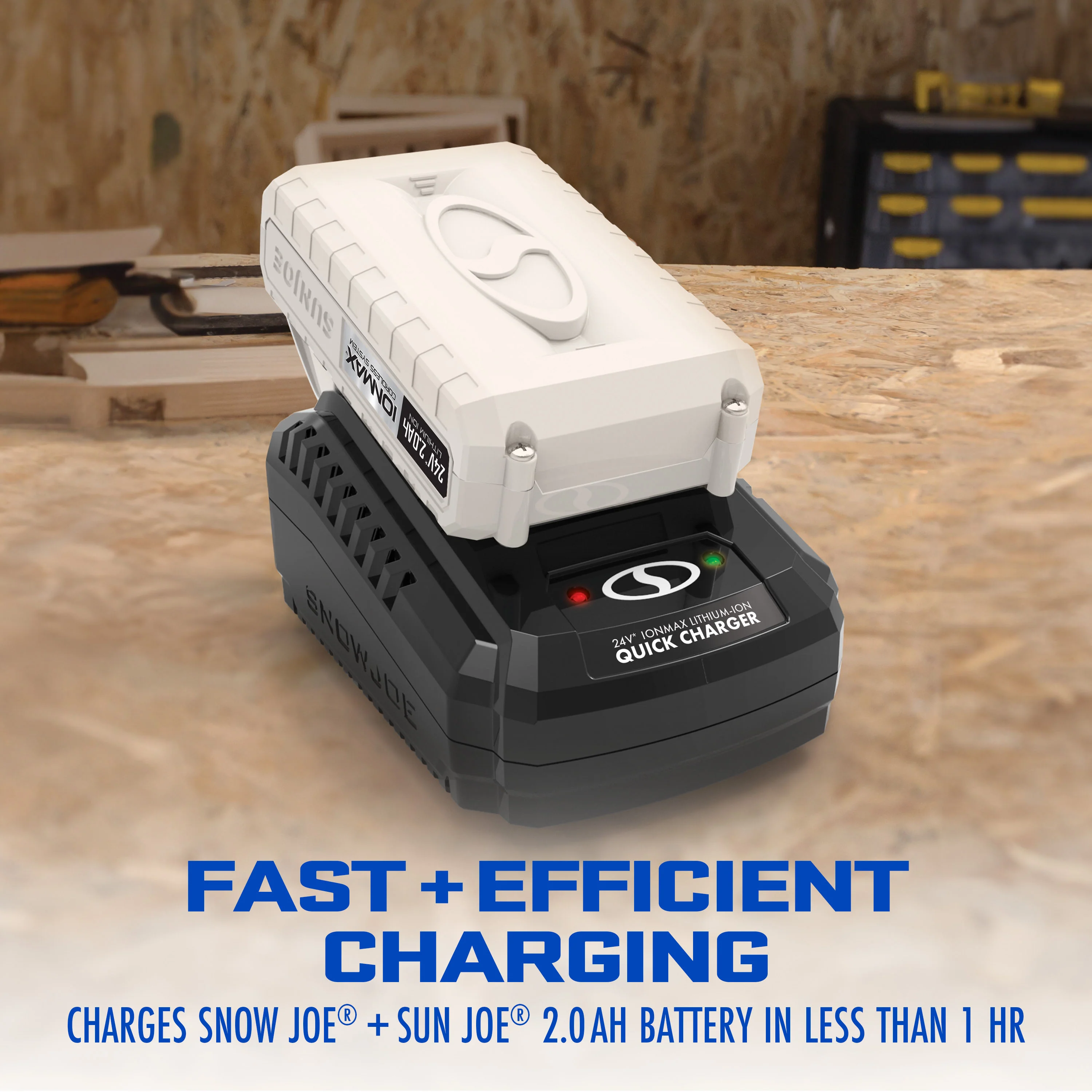 Snow Joe + Sun Joe CERTIFIED AUTHENTIC 24-Volt* IONMAX Starter Kit | W/ 2.0-Ah Battery + Quick Charger - Image 5