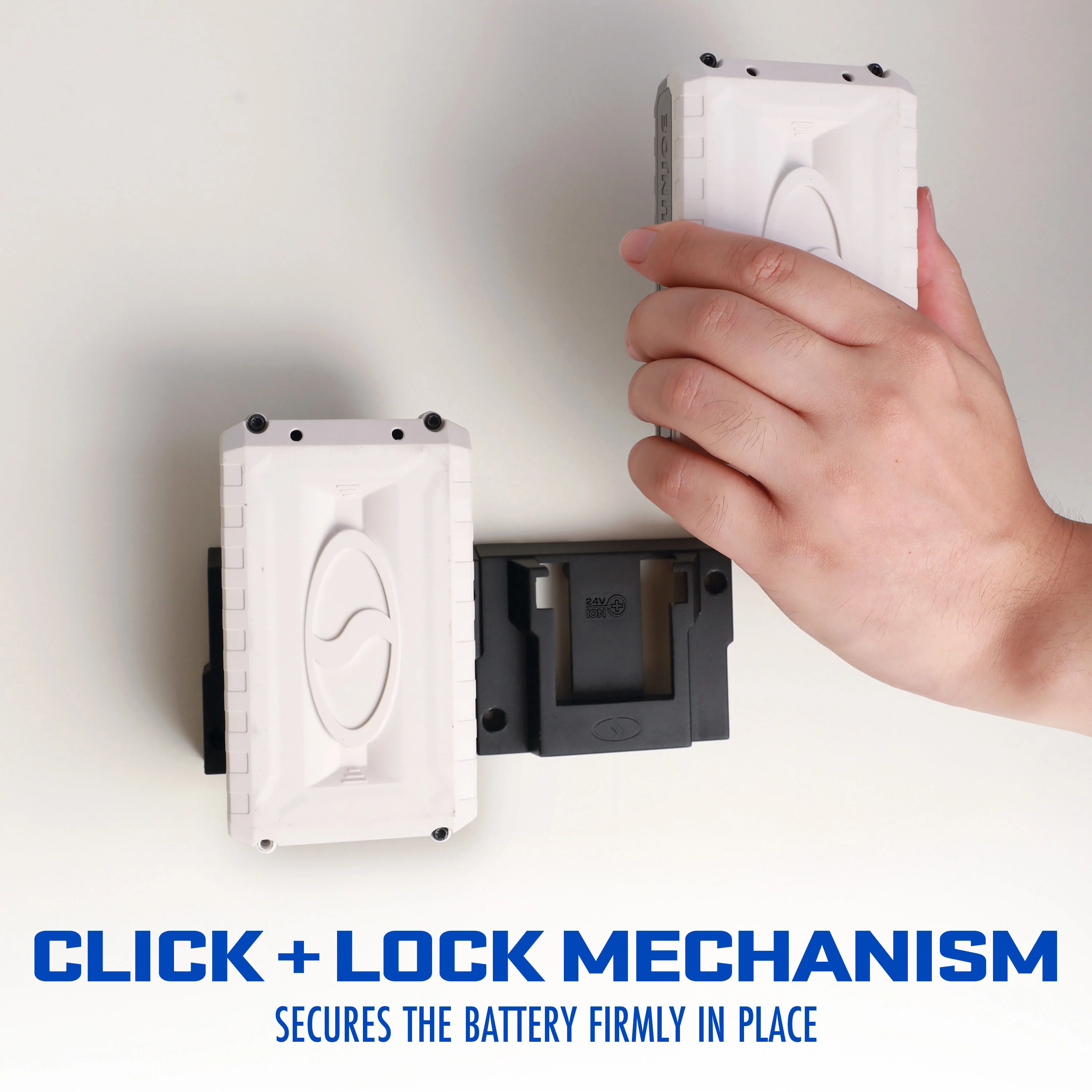 Snow Joe + Sun Joe Mounted Battery Storage Unit | Interlock Multiple Units | Hardware Included | Compatible W/ All 24-Volt IONMAX Batteries - Image 5