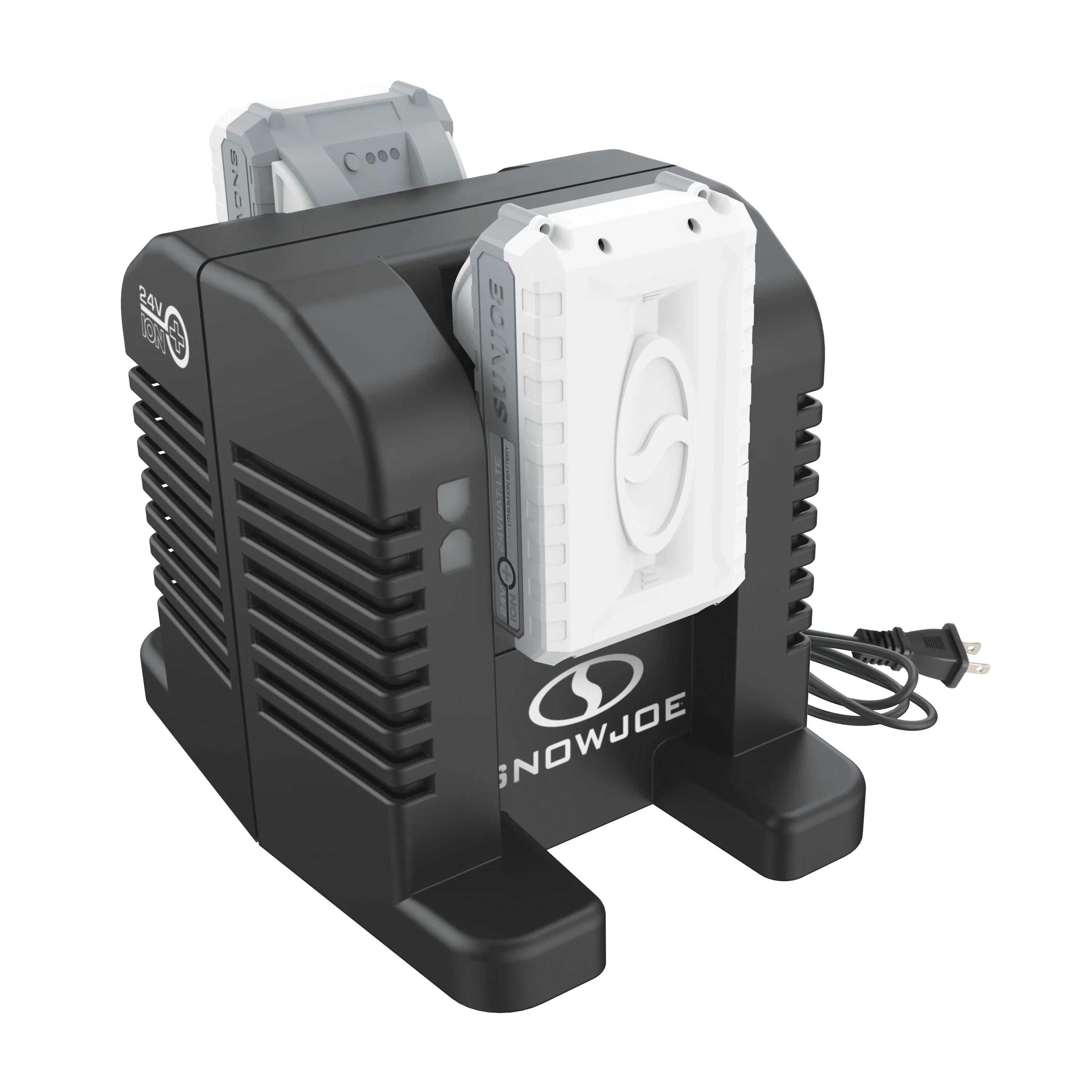 Snow Joe + Sun Joe CERTIFIED AUTHENTIC 24V IONMAX Dual Port High Speed Charging Docking Station for iBAT24 and 24VBAT Series Batteries | 260-Watt Input | 26-Volt Output - Image 3