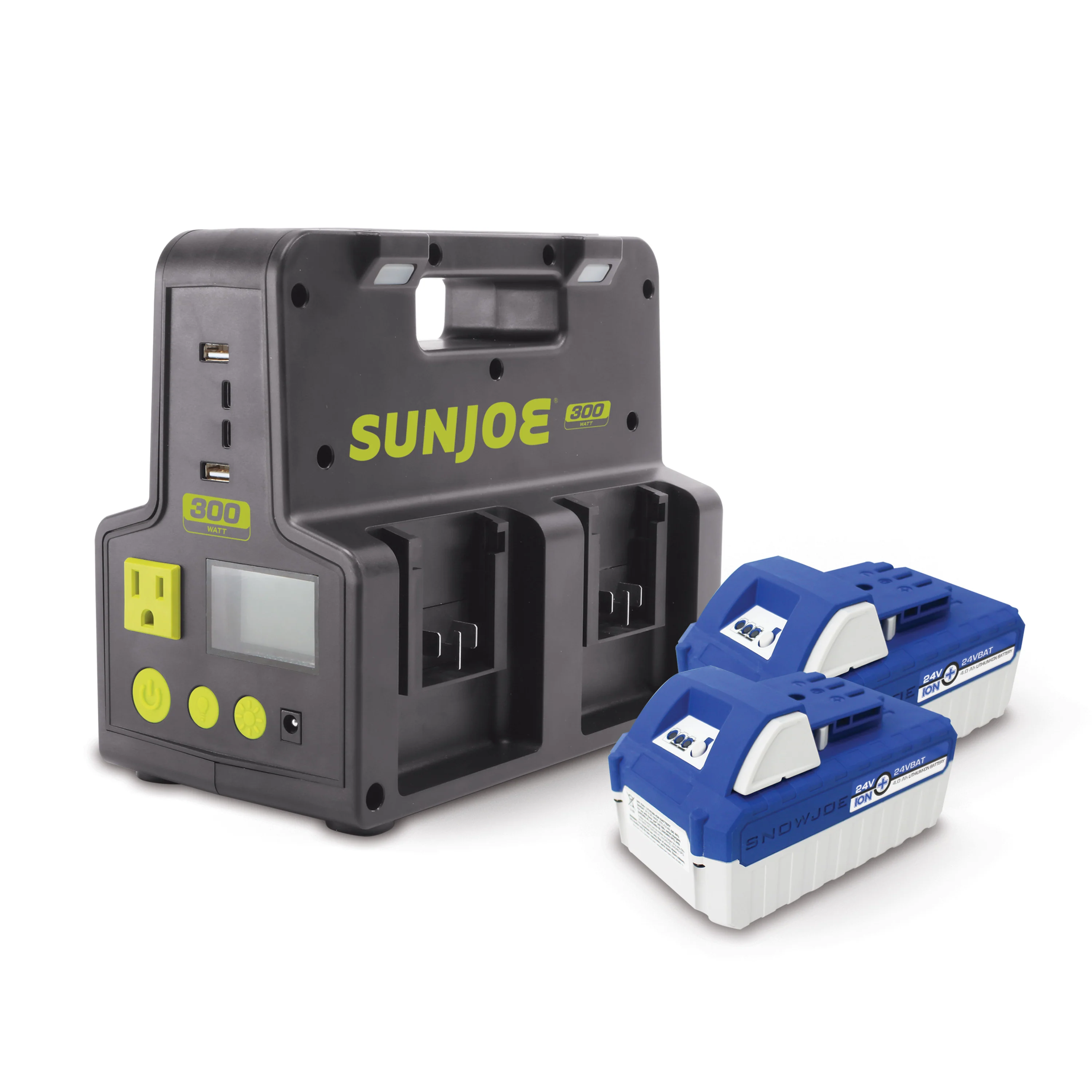 Snow Joe + Sun Joe CERTIFIED AUTHENTIC Ultimate 24-Volt* Charging Bundle | Power Station + 2 x 4.0-Ah Batteries - Image 3