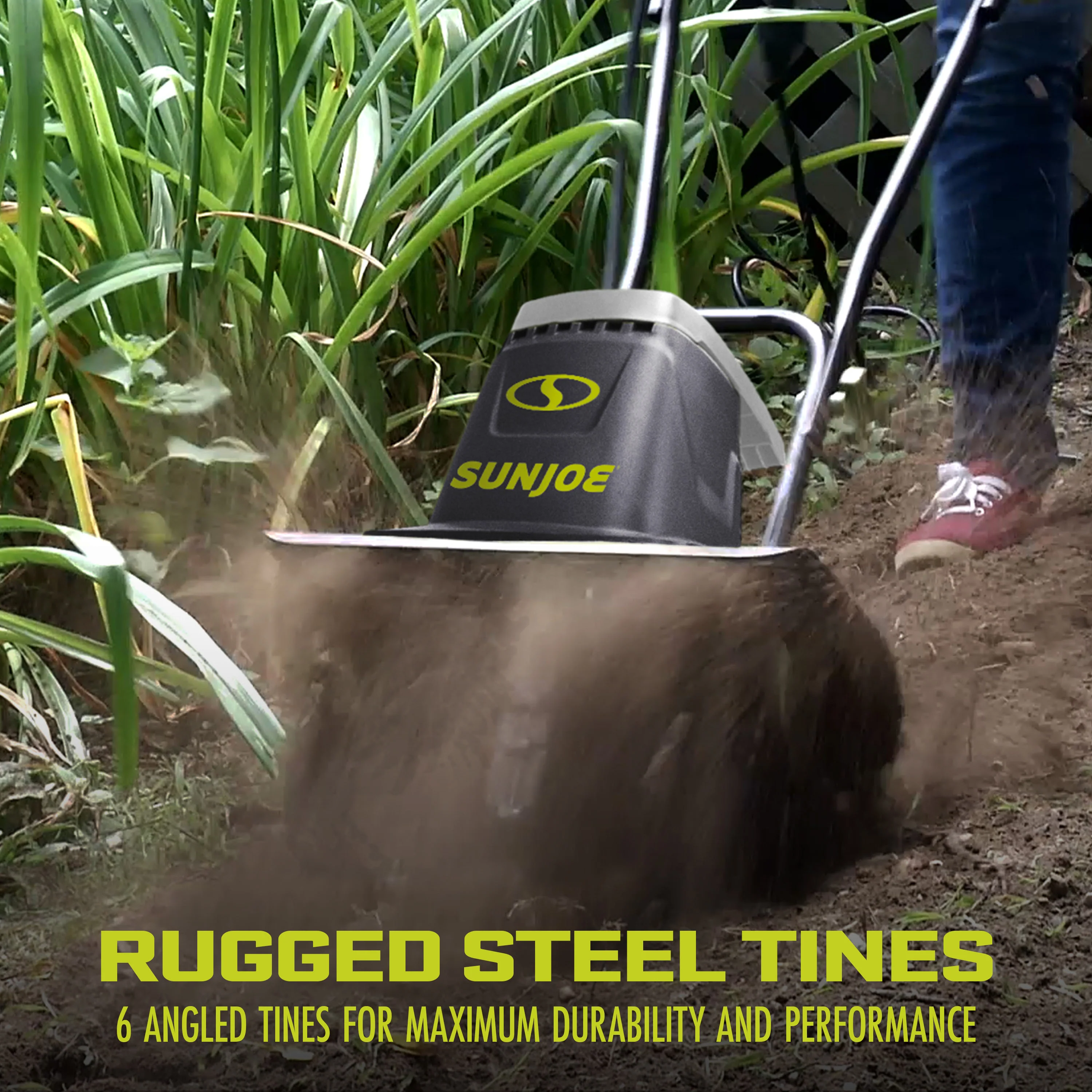 Sun Joe Electric Garden Tiller + Cultivator | 16-inch | 12-Amp | 3-Position Height Adjustment - Image 4