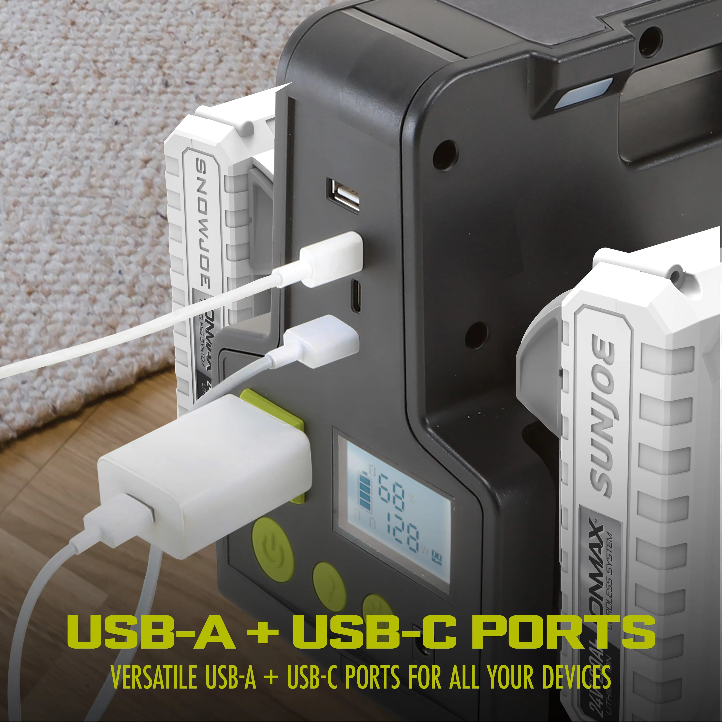 Sun Joe 24-Volt Cordless Powered Inverter Generator Power Station | W/ 2 x 2.0-Ah Batteries - Image 8