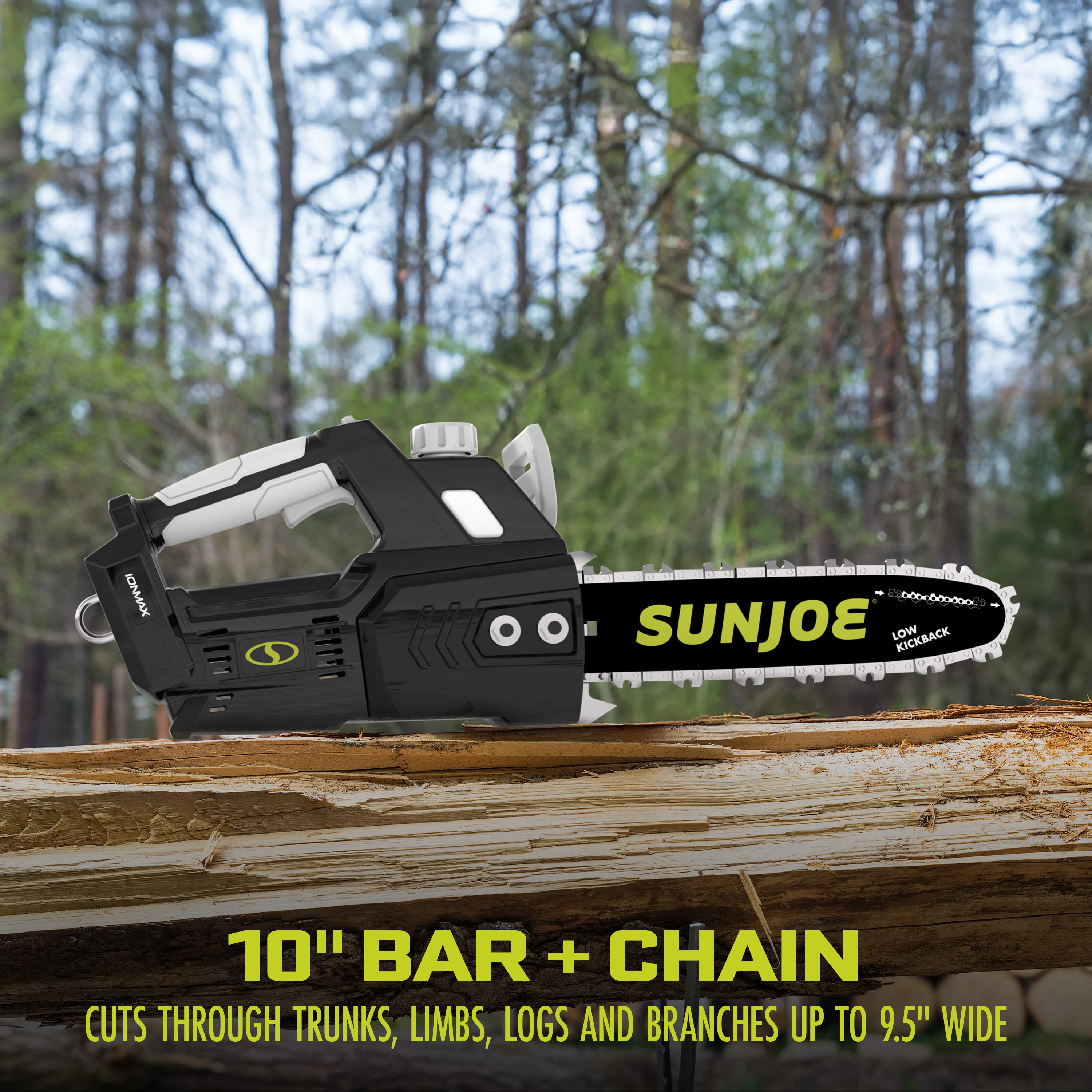 Sun Joe 24-Volt* IONMAX Cordless Chain Saw Kit | 10-inch | W/ 4.0-Ah Battery + Charger - Image 4