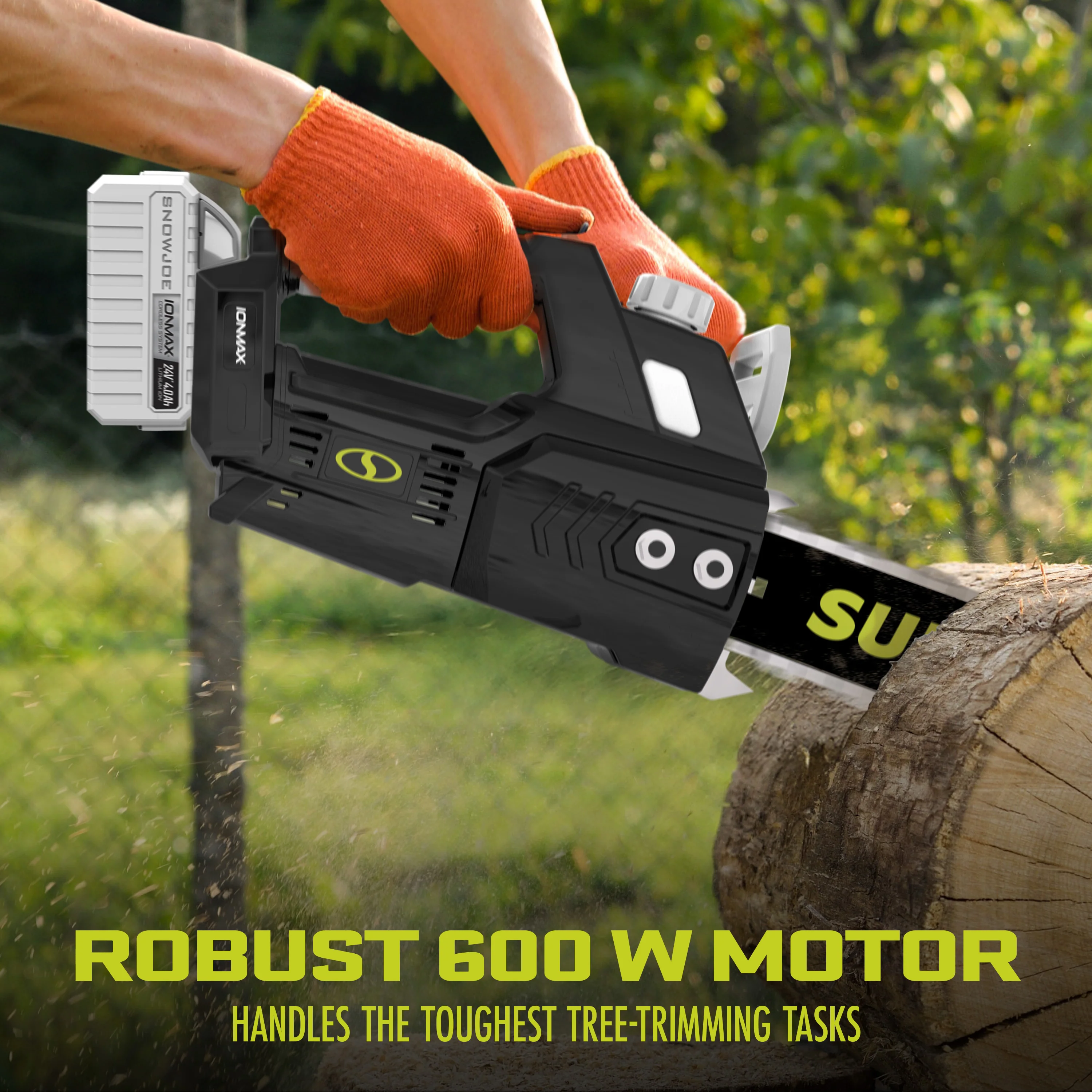 Sun Joe 24-Volt* IONMAX Cordless Chain Saw Kit | 10-inch | W/ 4.0-Ah Battery + Charger - Image 5
