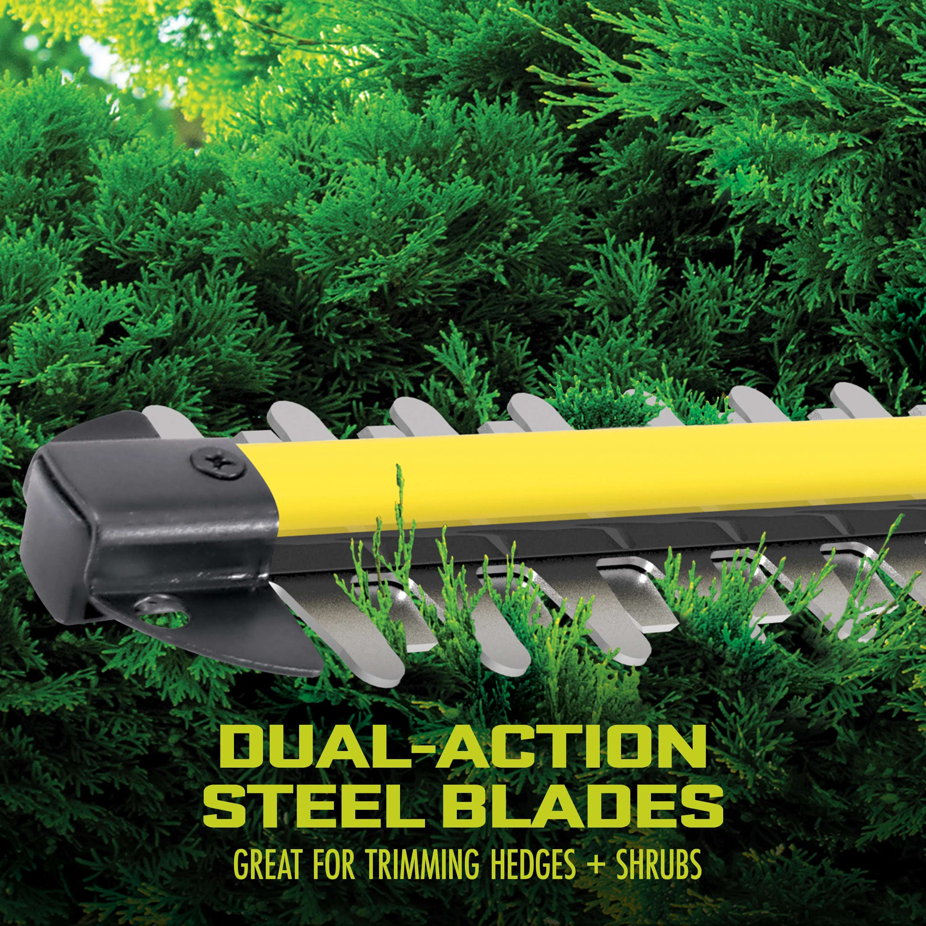 Sun Joe 24-Volt* IONMAX Cordless Handheld Hedge Trimmer | 18-inch | W/ 2.0-Ah Battery + Charger - Image 4