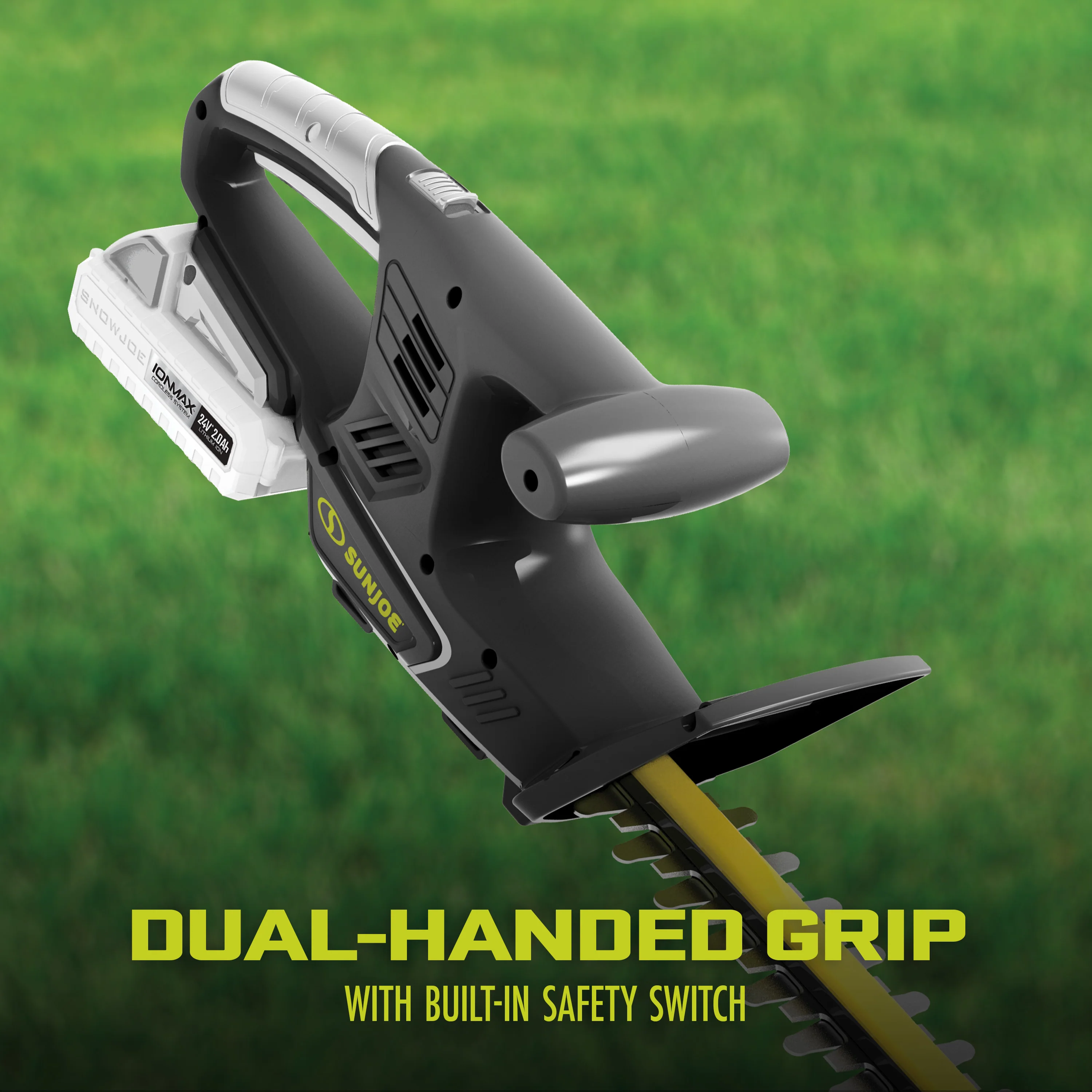 Sun Joe 24-Volt* IONMAX Cordless Handheld Hedge Trimmer | 18-inch | W/ 2.0-Ah Battery + Charger - Image 5