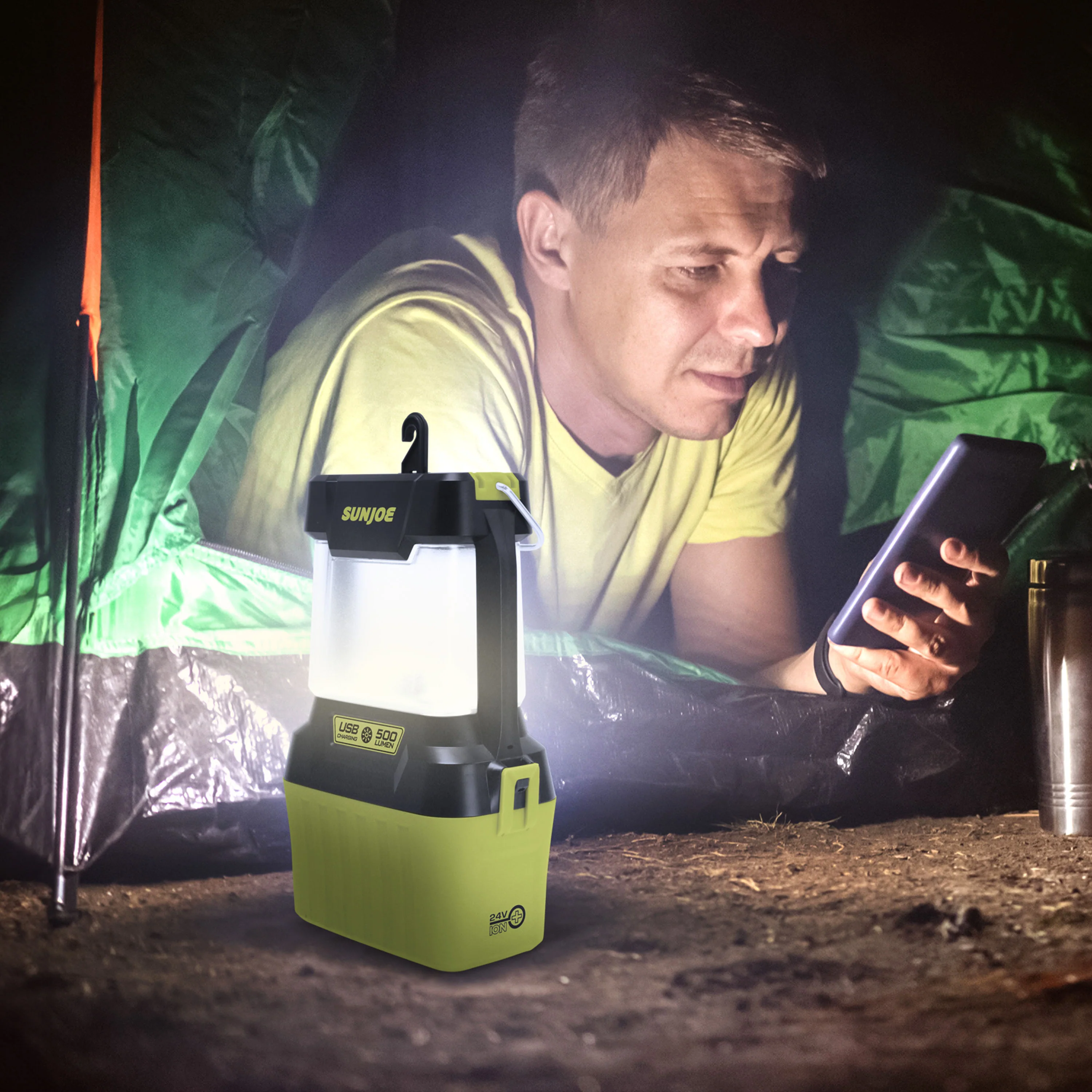 Sun Joe 24V-LGT500-LTE 24-Volt IONMAX Cordless LED Lantern | 4 Light Modes | Waterproof Casing | W/ 2.0-Ah Battery + Charger - Image 12