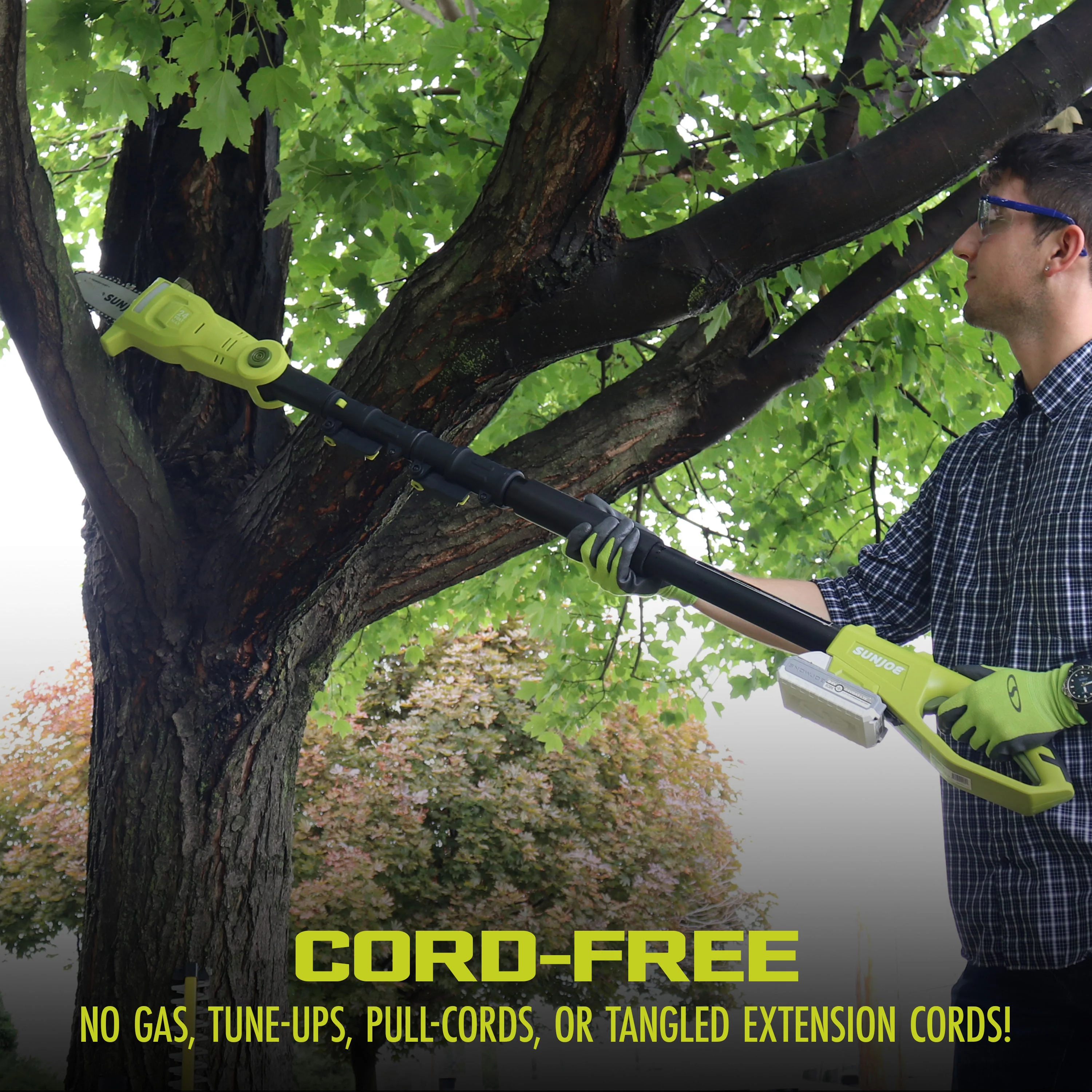 Sun Joe 24V-PS8-LTE 24-Volt* IONMAX Cordless Telescoping Pole Chainsaw Kit | 8-inch | W/ 2.0-Ah Battery + Charger - Image 6