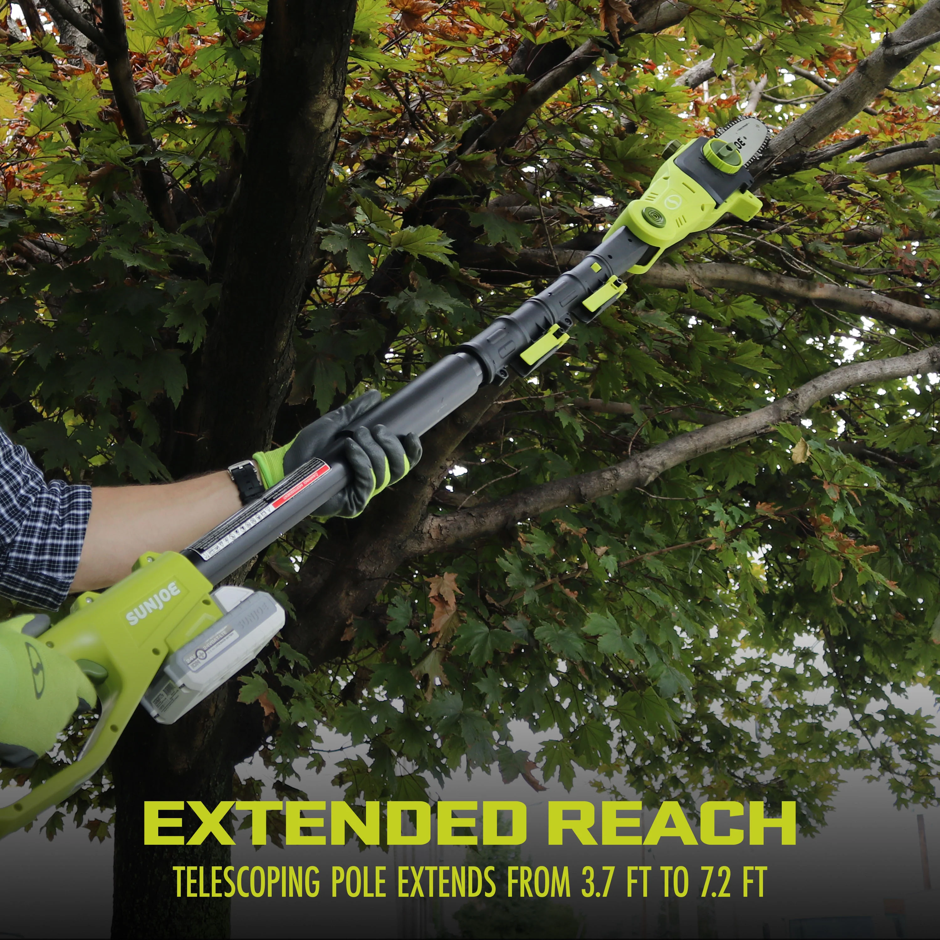 Sun Joe 24V-PS8-LTE 24-Volt* IONMAX Cordless Telescoping Pole Chainsaw Kit | 8-inch | W/ 2.0-Ah Battery + Charger - Image 7