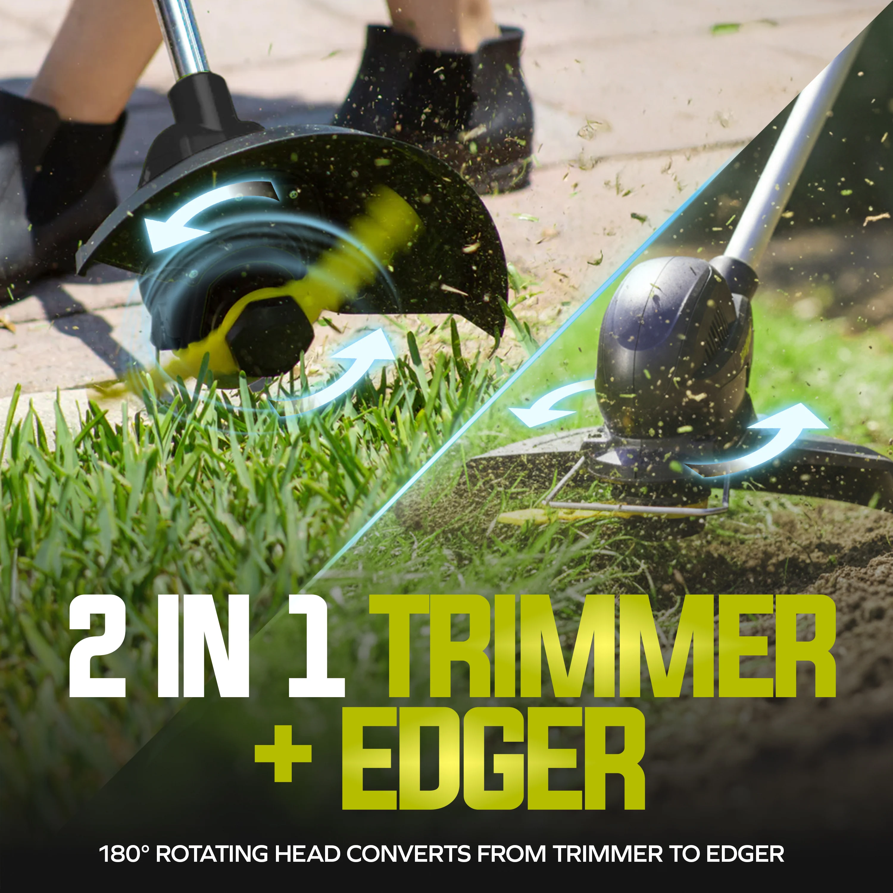 Sun Joe 24-Volt* IONMAX Cordless SharperBlade Stringless Lawn Trimmer Kit | 10-inch | W/ 2.0-Ah Battery + Charger - Image 4