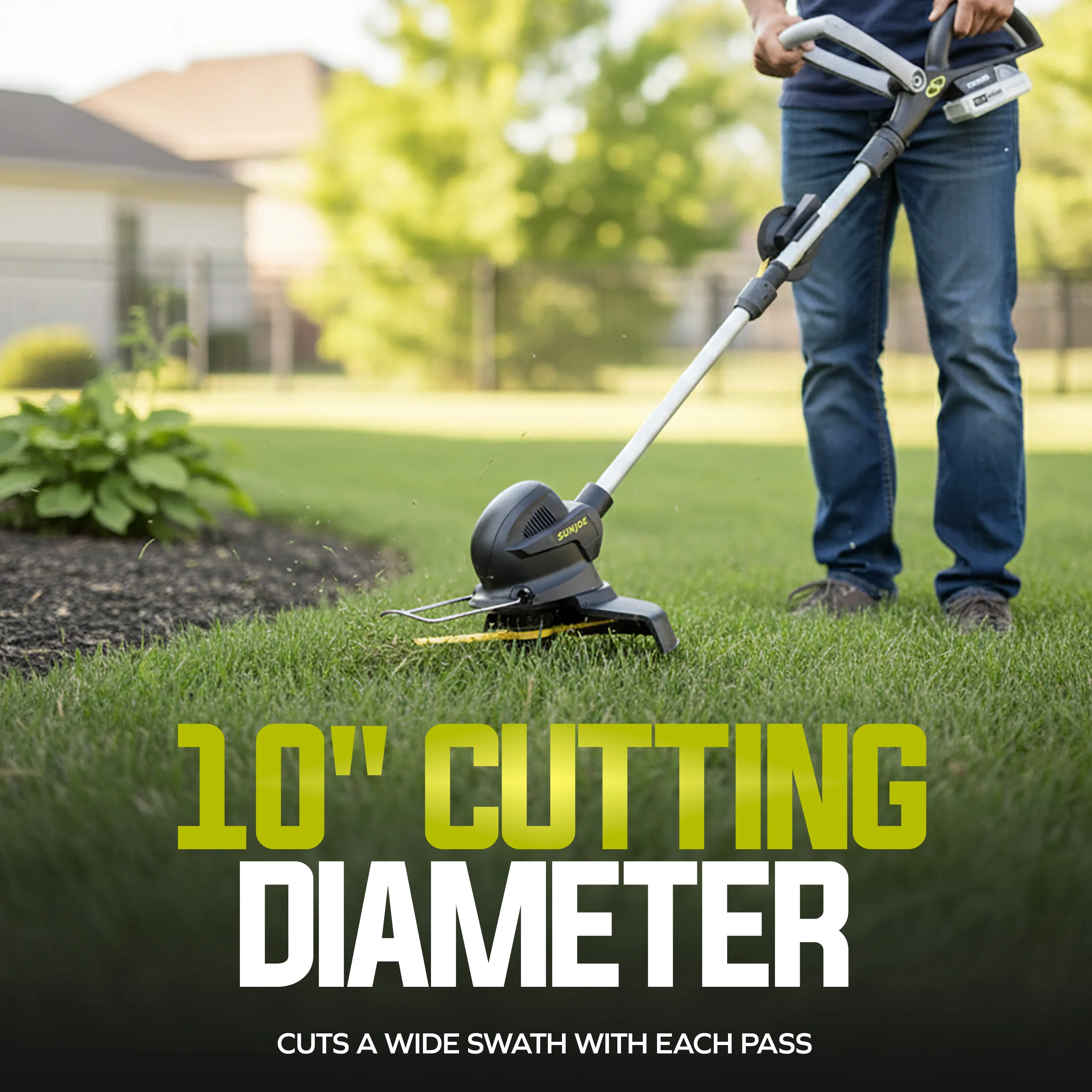 Sun Joe 24-Volt* IONMAX Cordless SharperBlade Stringless Lawn Trimmer Kit | 10-inch | W/ 2.0-Ah Battery + Charger - Image 6