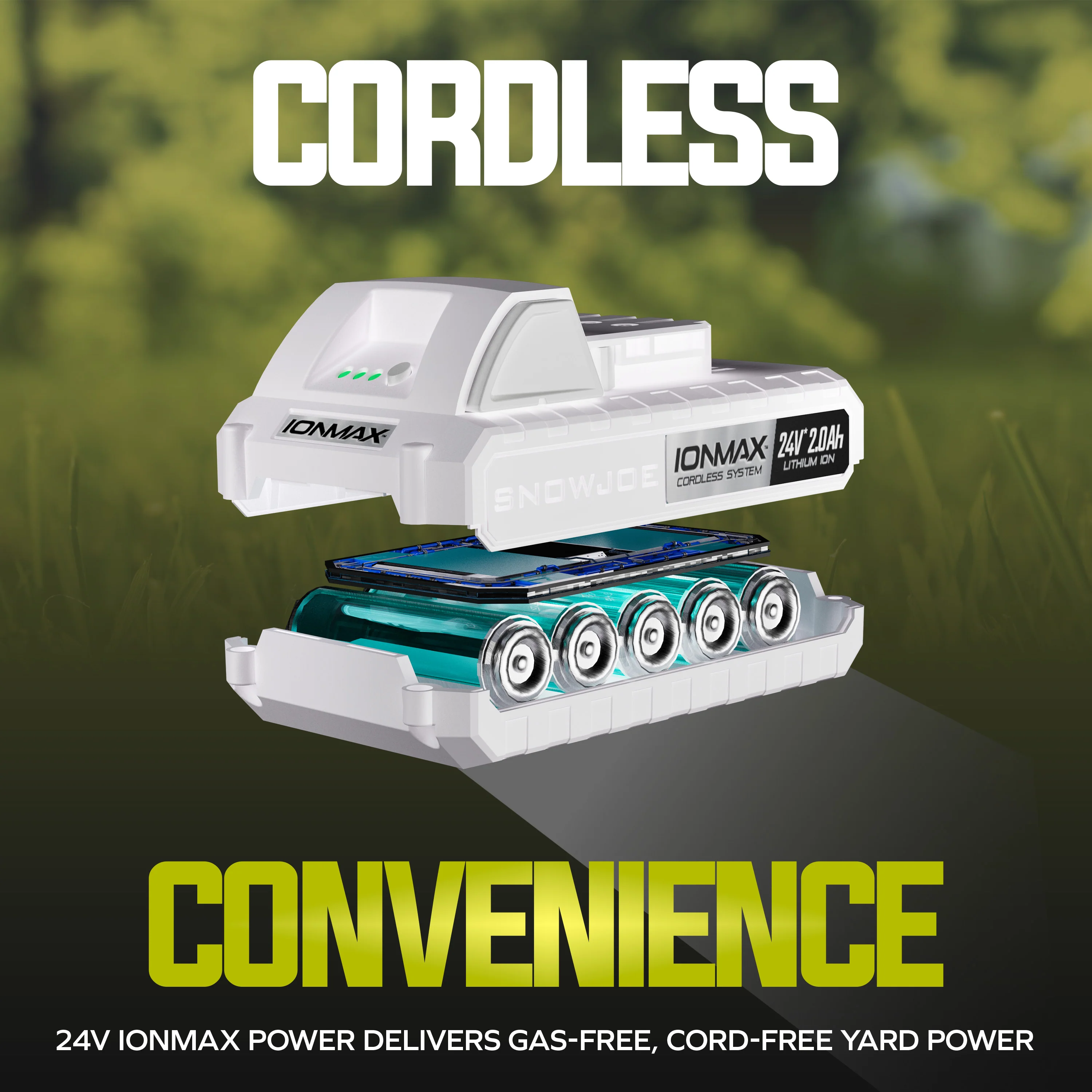 Sun Joe 24-Volt* IONMAX Cordless SharperBlade Stringless Lawn Trimmer Kit | 10-inch | W/ 2.0-Ah Battery + Charger - Image 8