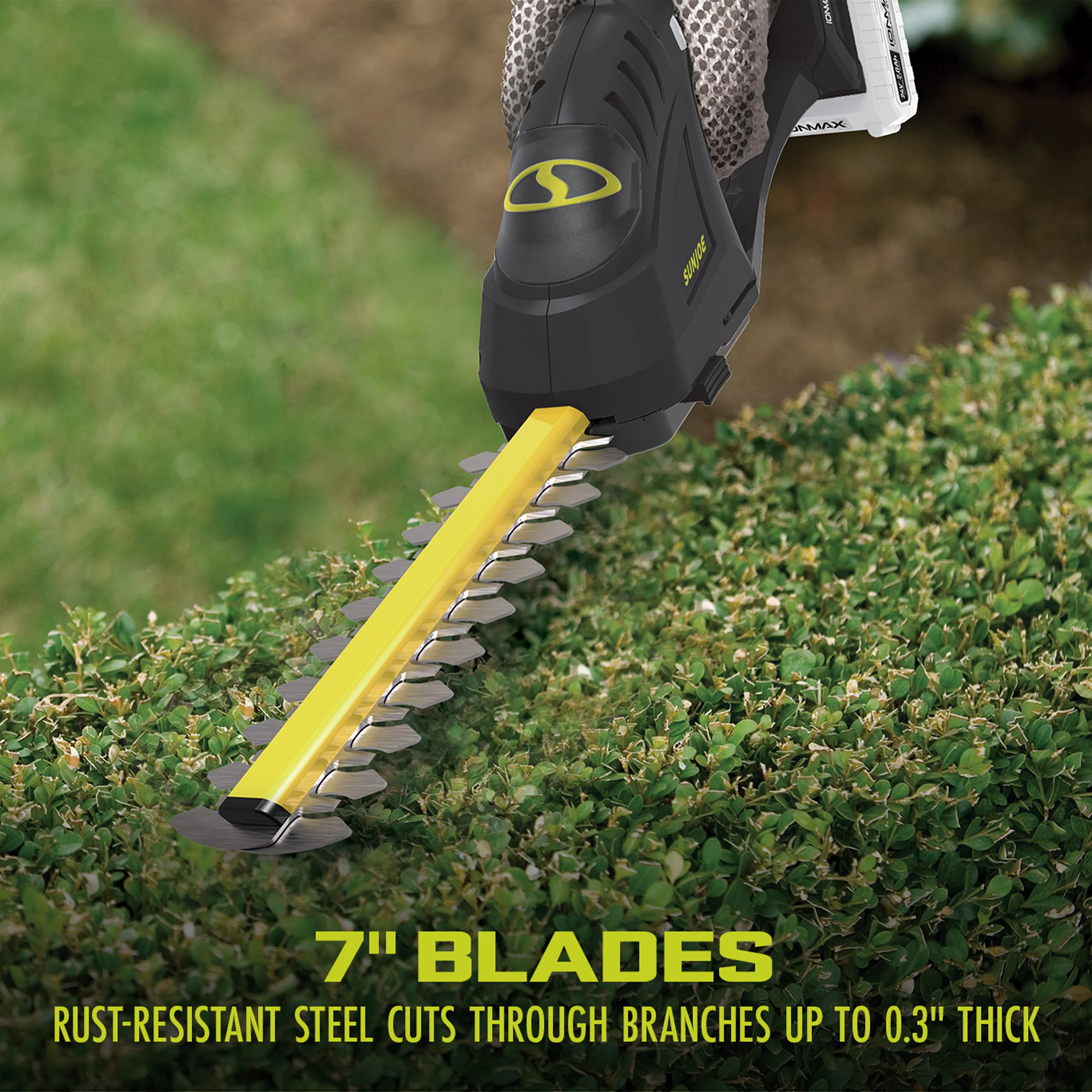 Sun Joe 24-Volt* IONMAX Cordless Handheld Shrubber + Trimmer Kit | 7-Inch | W/ 2.0-Ah Battery + Charger - Image 4