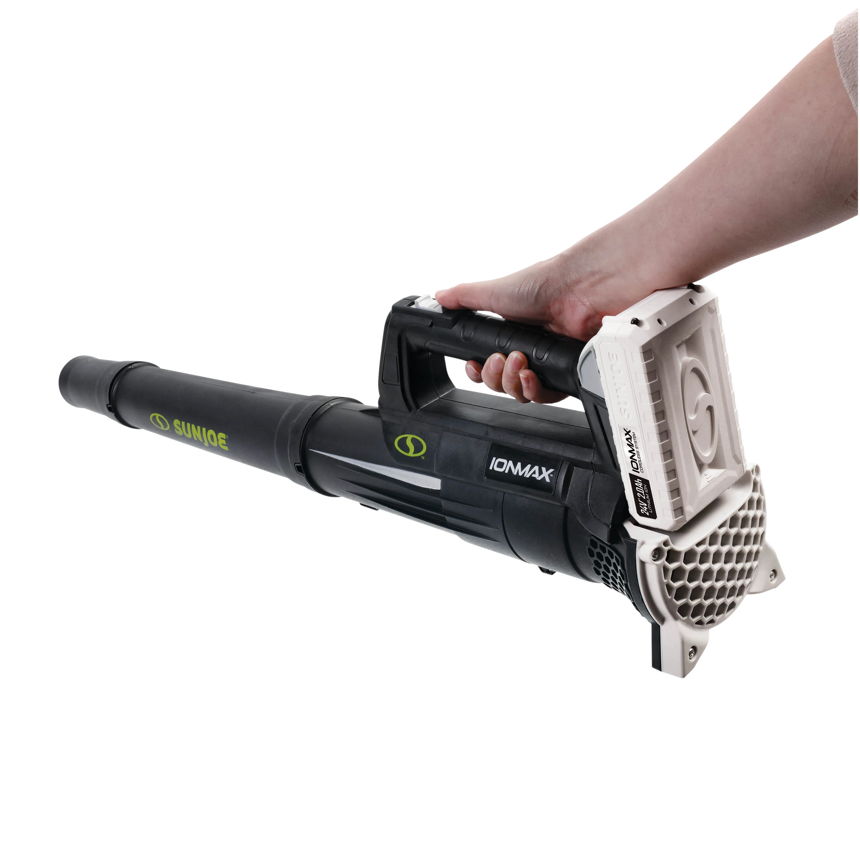 Sun Joe 24-Volt* IONMAX Cordless Compact Turbine Jet Blower | 100-MPH | 280-CFM | W/ 2.0-Ah Battery + Charger - Image 20