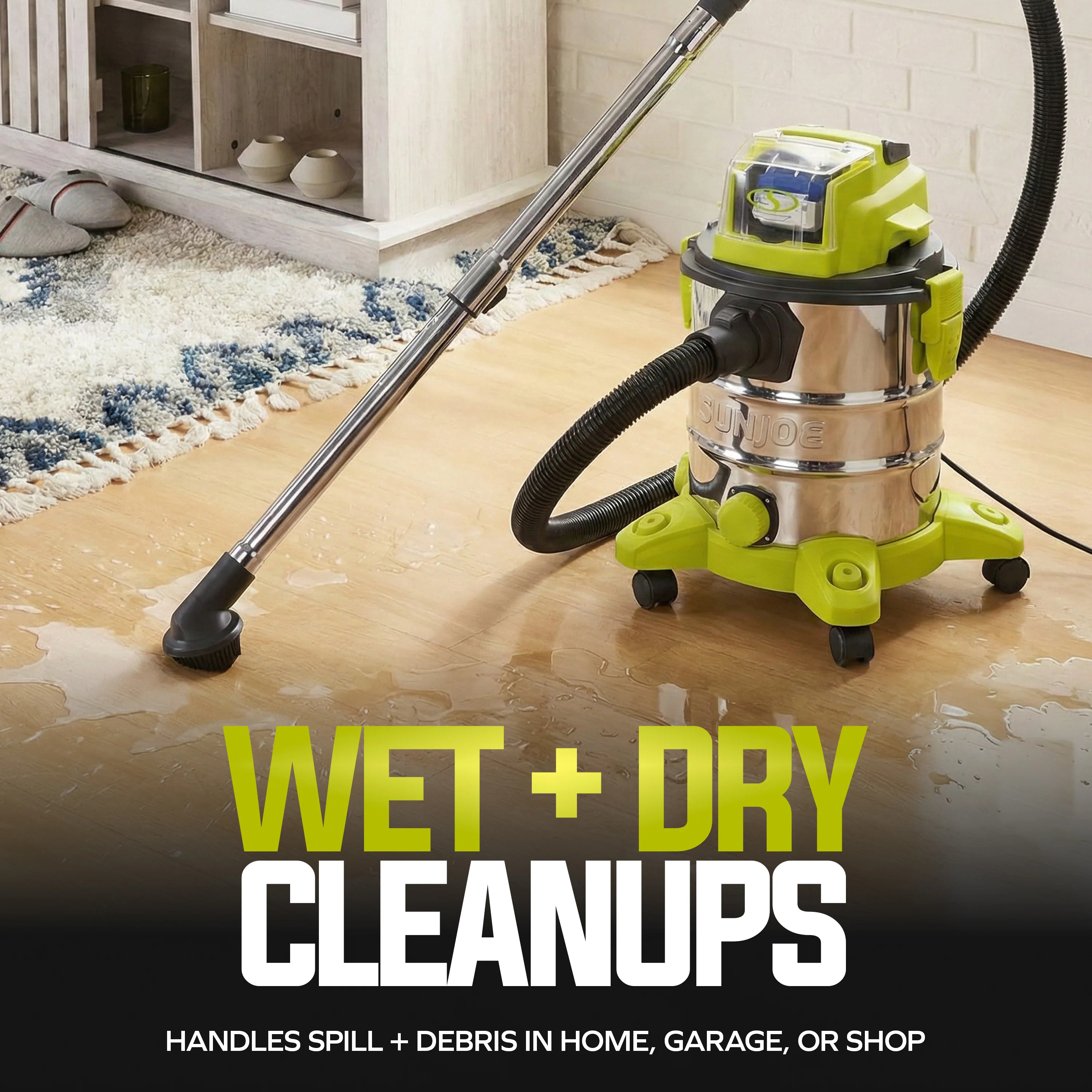 Sun Joe 24-Volt* IONMAX Cordless Portable Stainless Steel Wet/Dry Vacuum Kit | 5.3 Gal | W/ 4.0-Ah Battery + Charger - Image 3