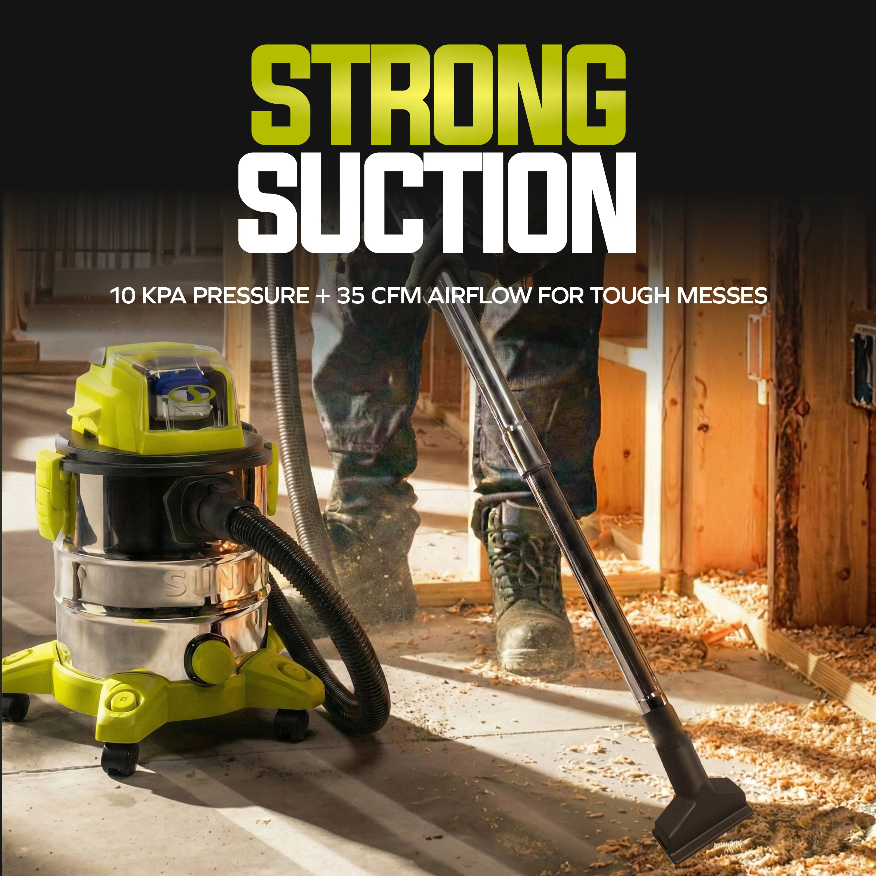 Sun Joe 24-Volt* IONMAX Cordless Portable Stainless Steel Wet/Dry Vacuum Kit | 5.3 Gal | W/ 4.0-Ah Battery + Charger - Image 4