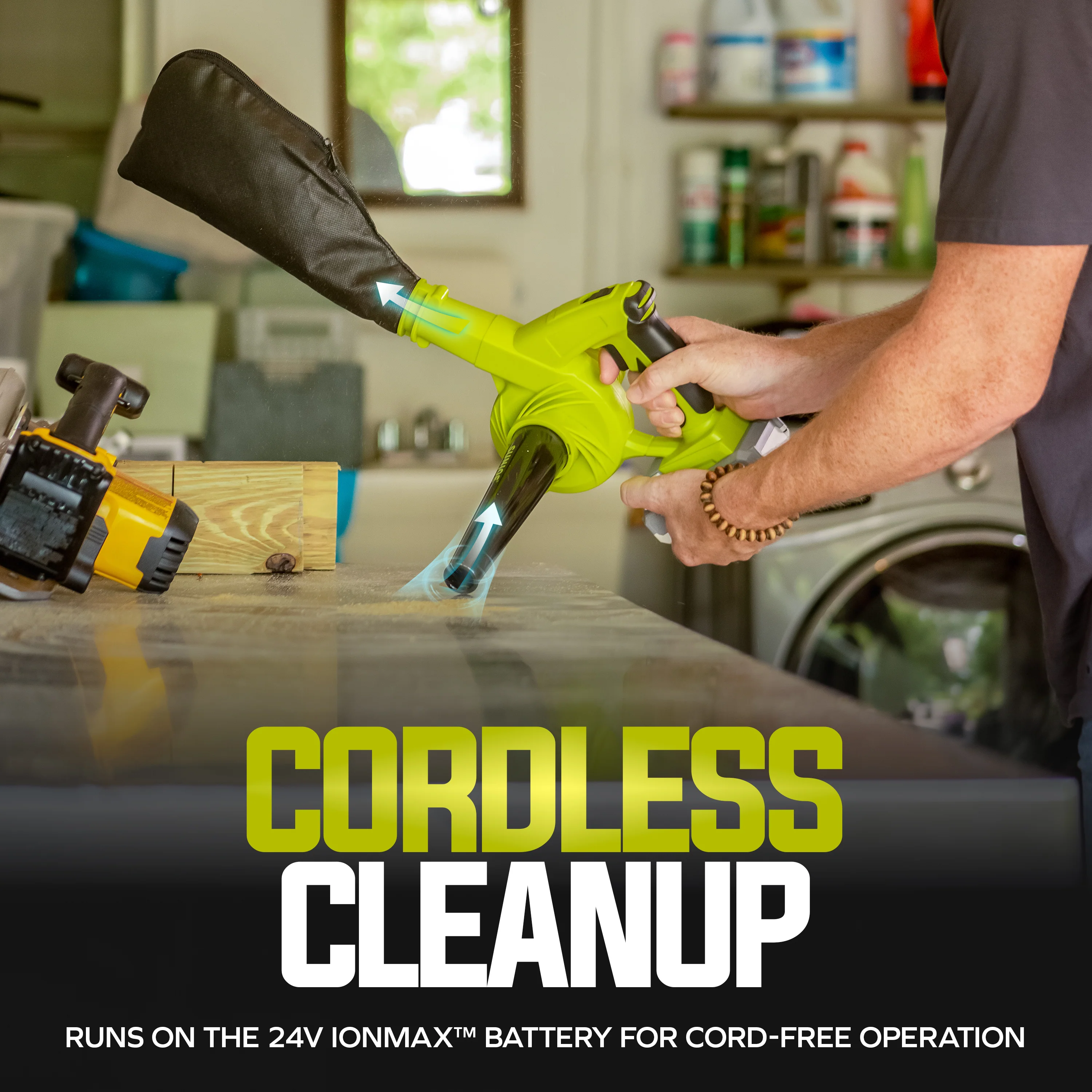 Sun Joe 24-Volt* IONMAX Workshop Blower + Vacuum | W/ 2.0-Ah Battery + Charger - Image 5