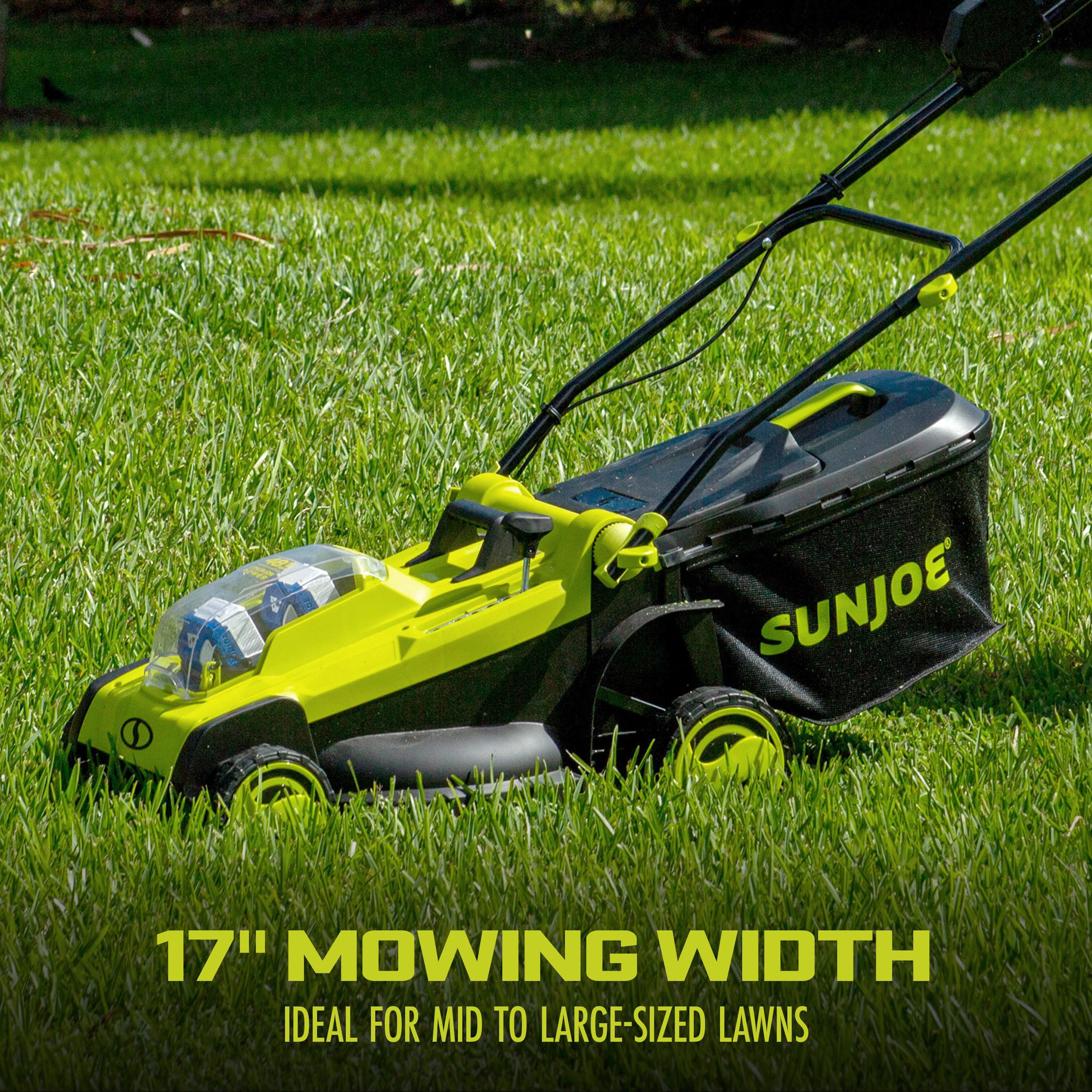 Sun Joe 48-Volt* IONMAX Cordless Lawn Mower Kit W/ Collection Bag | 17-inch | 6-Position | W/ 2 x 4.0-Ah Batteries + Charger - Image 3