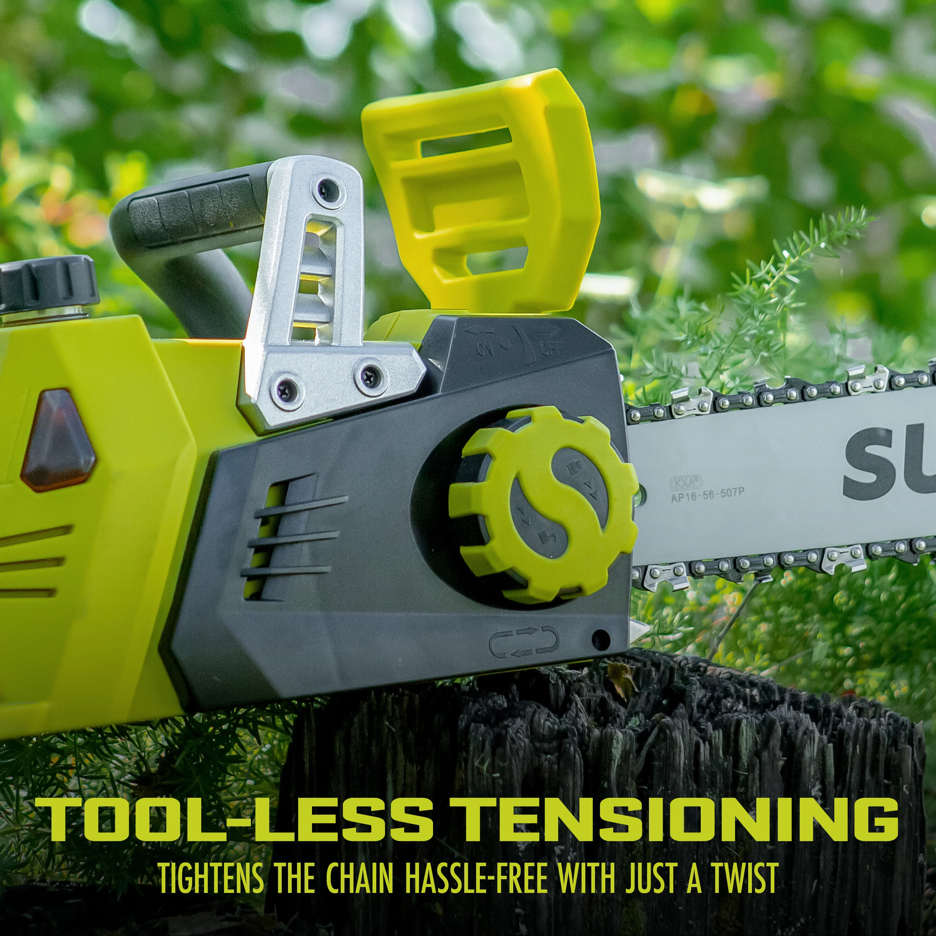 Sun Joe 48-Volt* IONMAX Cordless Chain Saw Kit | 16-inch | W/ 2 x 2.0-Ah Batteries + Charger - Image 8