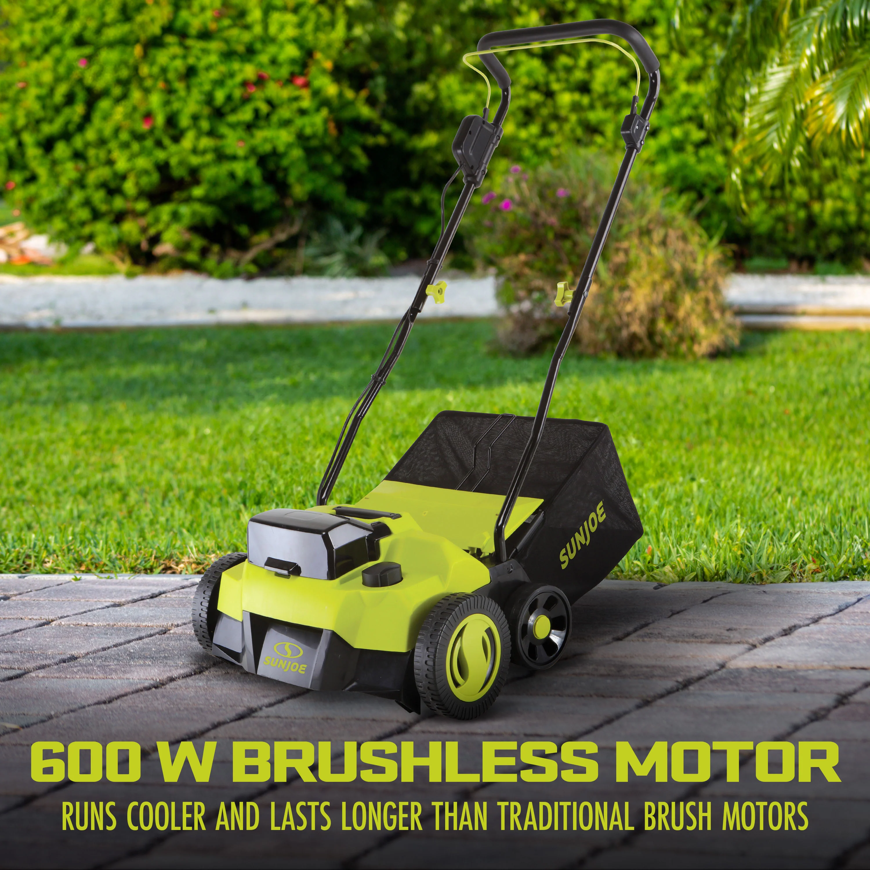 Sun Joe 48-Volt* IONMAX Cordless Scarifier + Dethatcher | 5-Depth Positions | 15-inch | Brushless Motor | W/ 2 x 4.0-Ah Batteries + Charger - Image 3