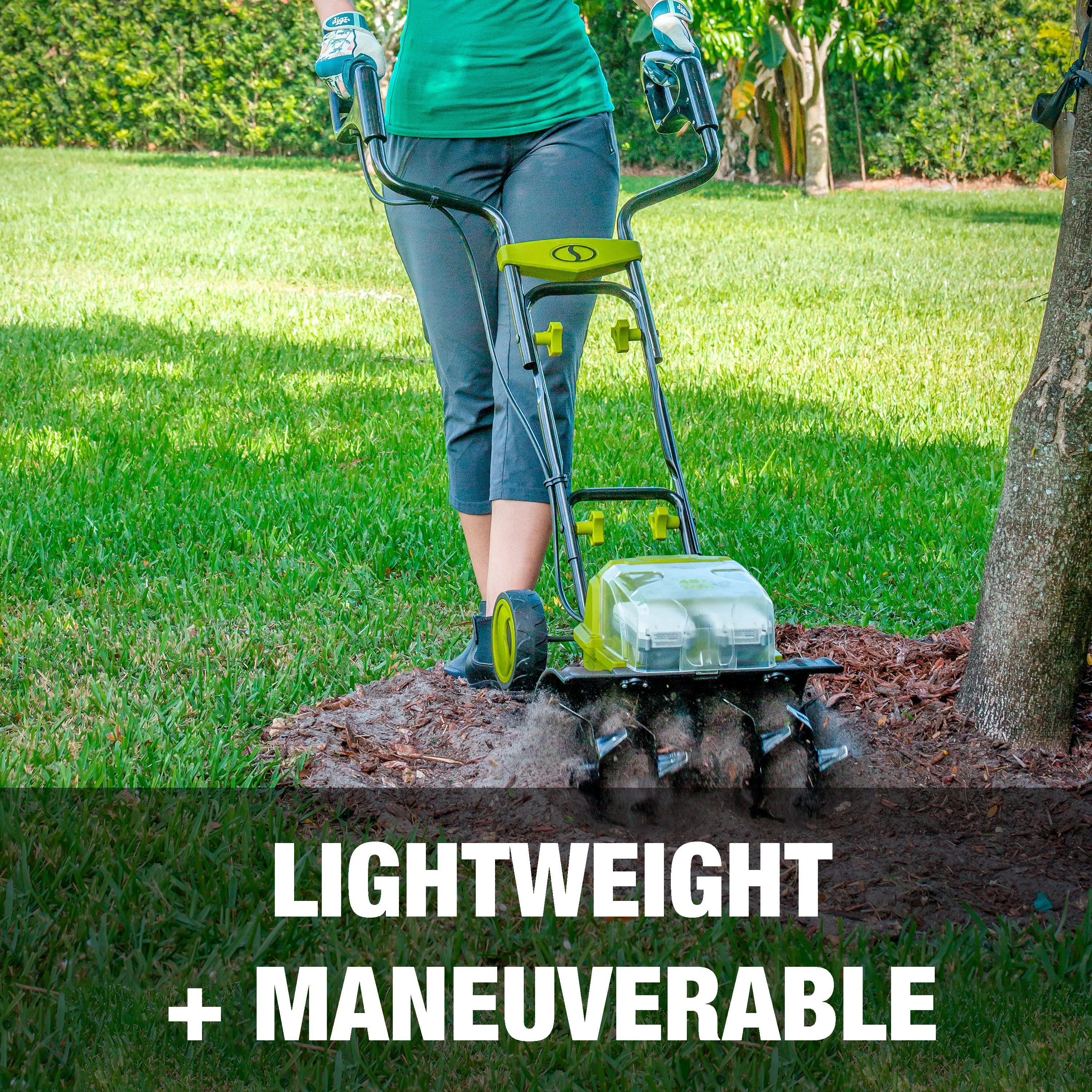 Sun Joe 48-Volt* IONMAX Cordless Garden Tiller + Cultivator Kit | W/ 2 x 5.0-Ah Batteries + Charger - Image 7